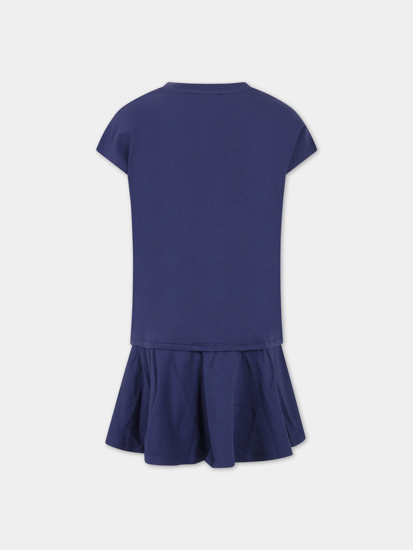 Vestito blu per bambina con logo,Kenzo Kids,K12306 80K