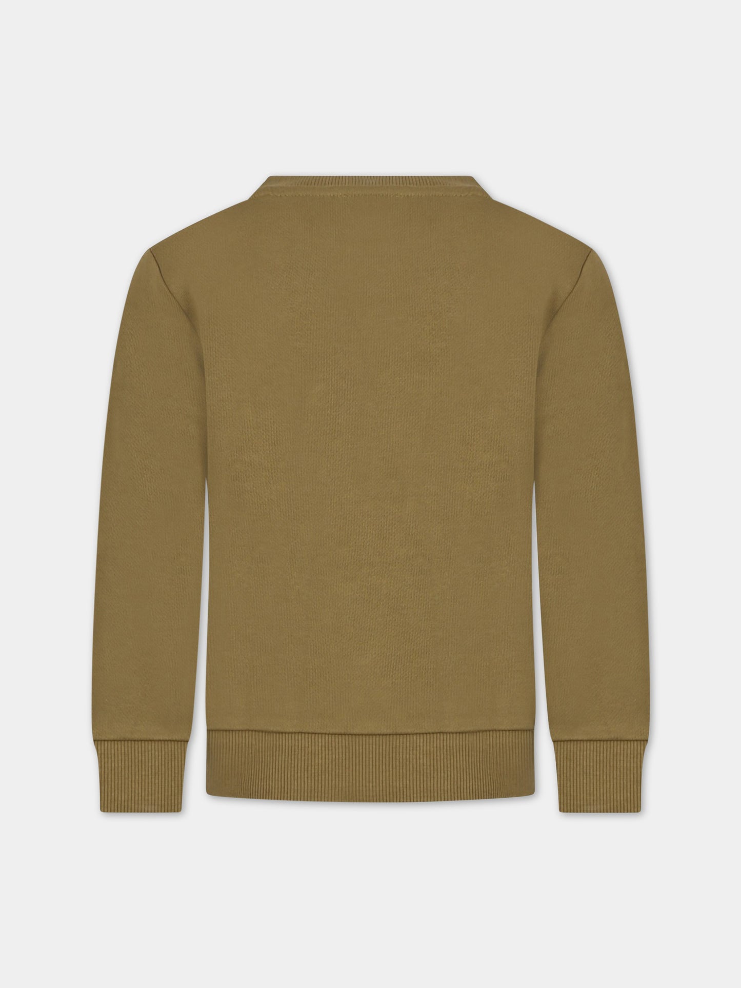 Felpa verde per bambino con iconica tigre e logo,Kenzo Kids,K25795 626