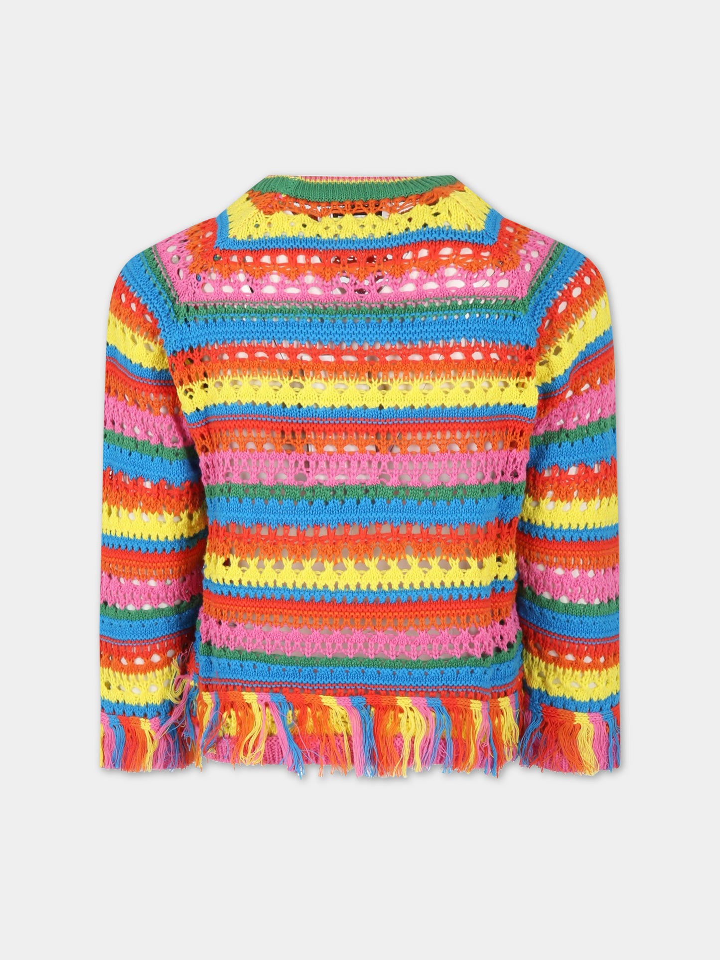 Maglione multicolor per bambina con frange,Stella Mccartney Kids,TS9A50 Z1146 999