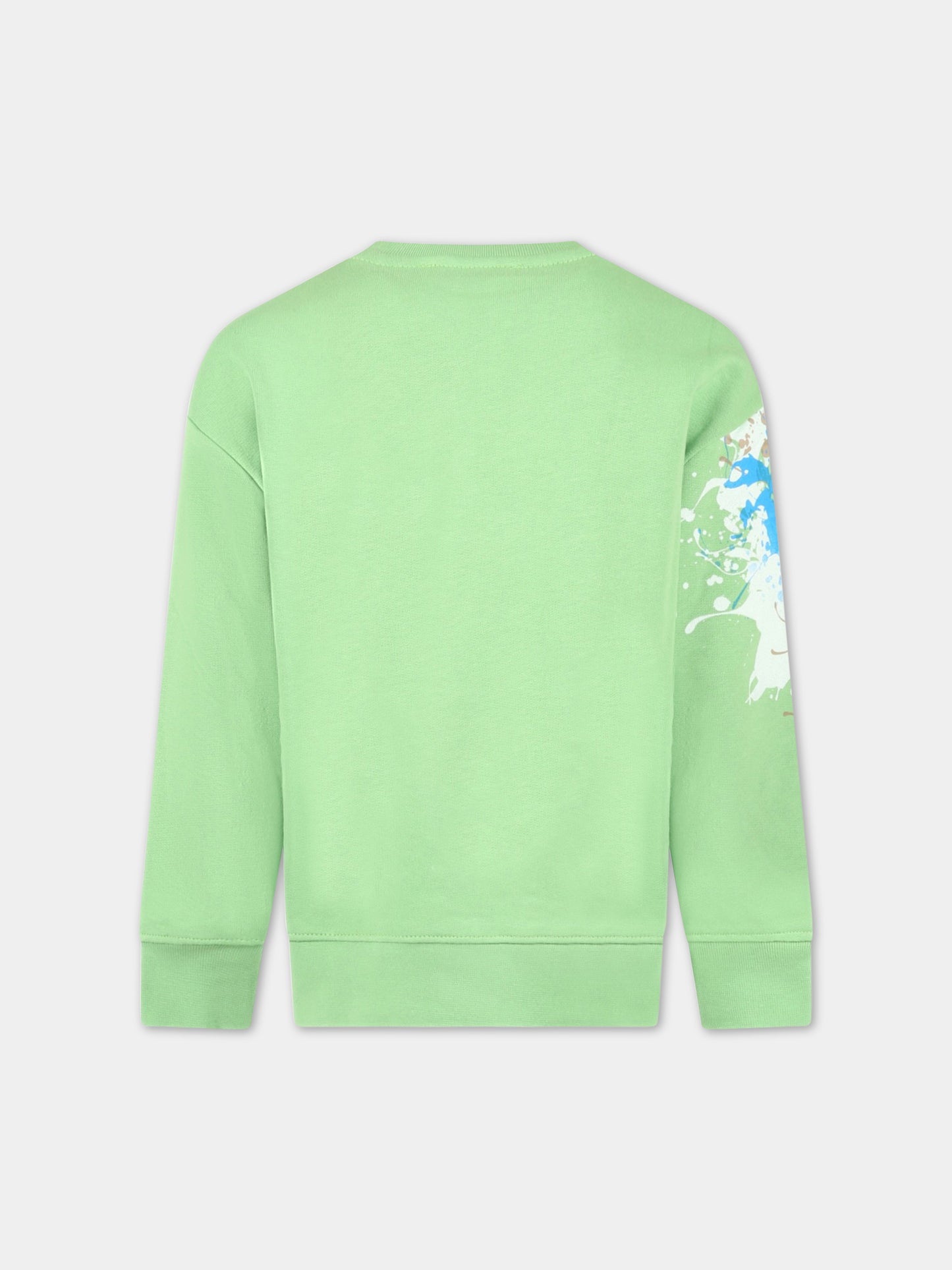 Felpa verde per bambino con logo nero e stampa,Msgm Kids,MS029549 902