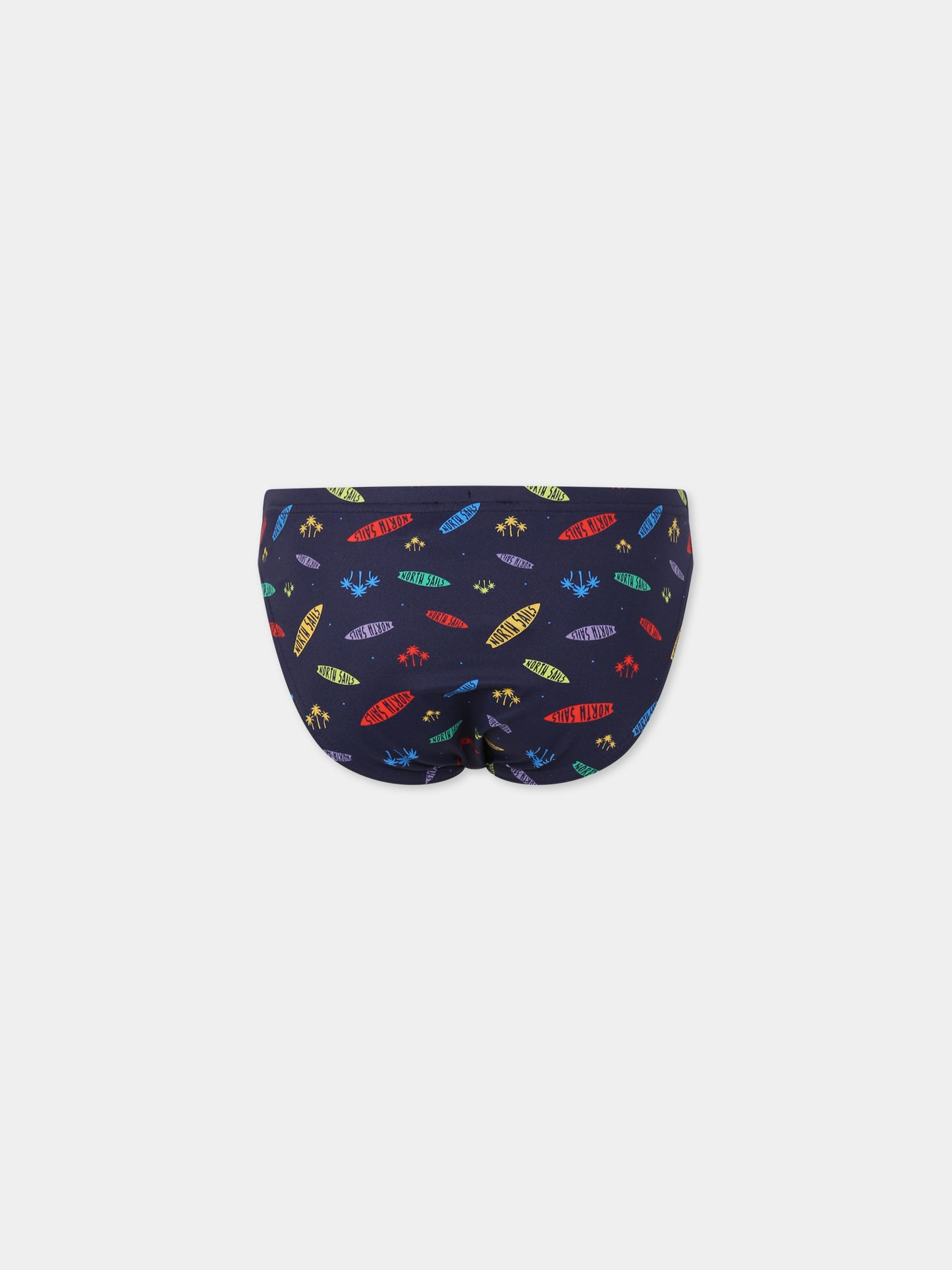 Slip mare blu per bambino con logo e stampa palme,North Sails,777553 000 C036