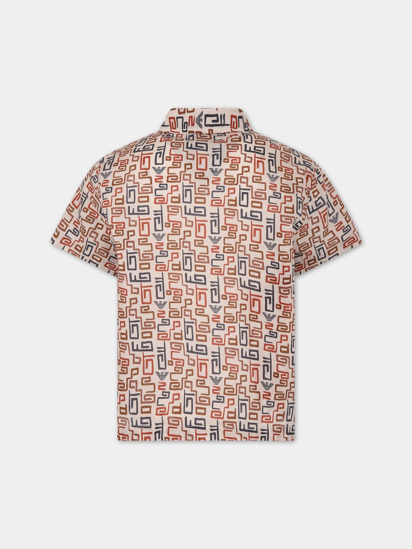 Camicia avorio per bambino con logo,Armani Junior,3R4C6D 1NS9Z F184