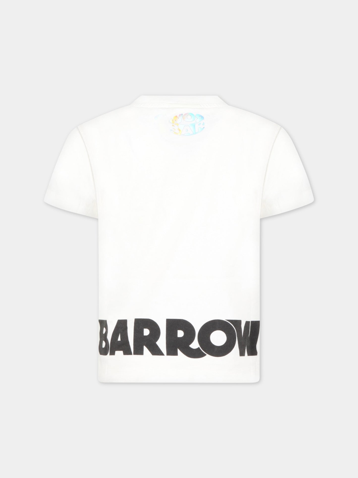 T-shirt bianca per bambino con logo nero,Barrow,033045 002