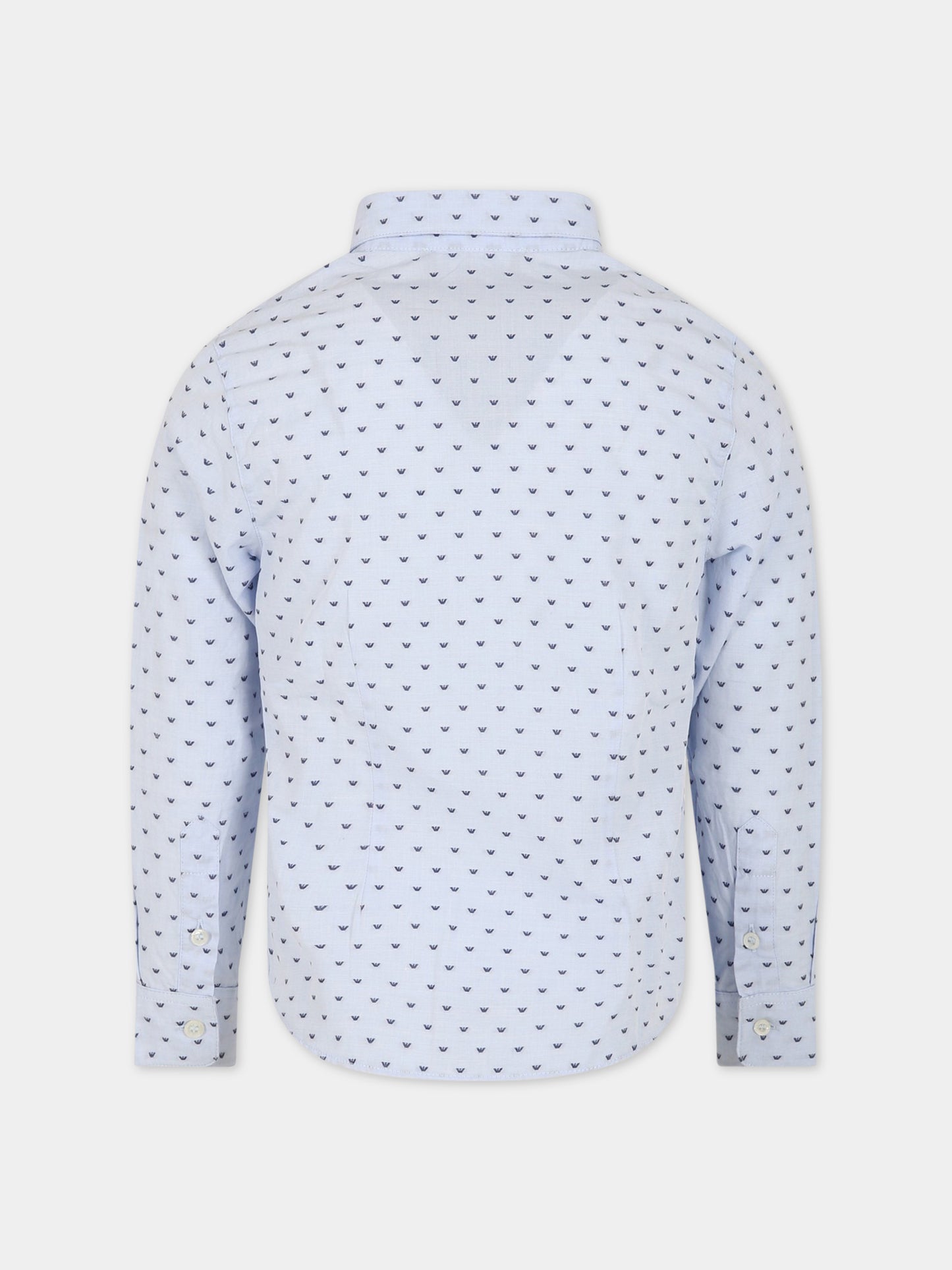 Camicia celeste per bambino con iconici aquilotti,Armani Junior,3R4C86 1K0BZ F747
