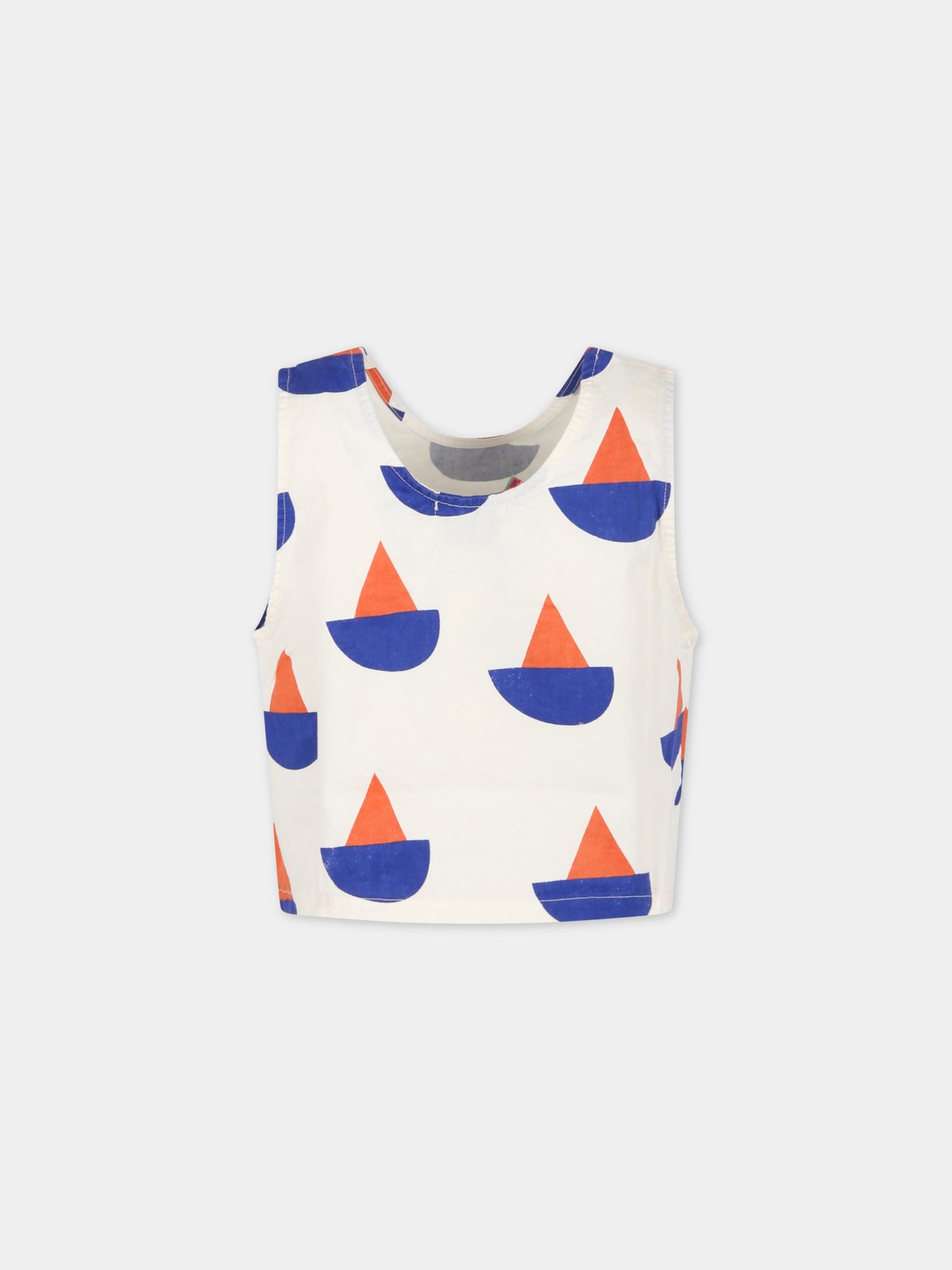 Canotta bianca per bambina con stampa multicolor all-over e logo,Bobo Choses,123AC100