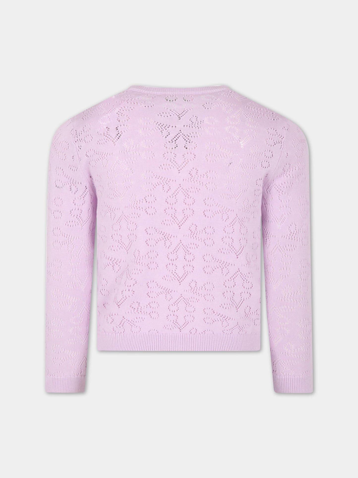 Cardigan lilla per bambina con iconiche ciliegie all-over,Bonpoint,S03GCAK00107 056A