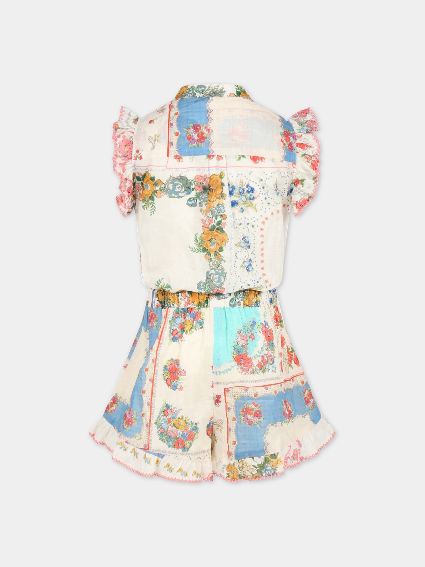 Tuta avorio per bambina con stampa floreale,Zimmermann,1792YCLO PPAF