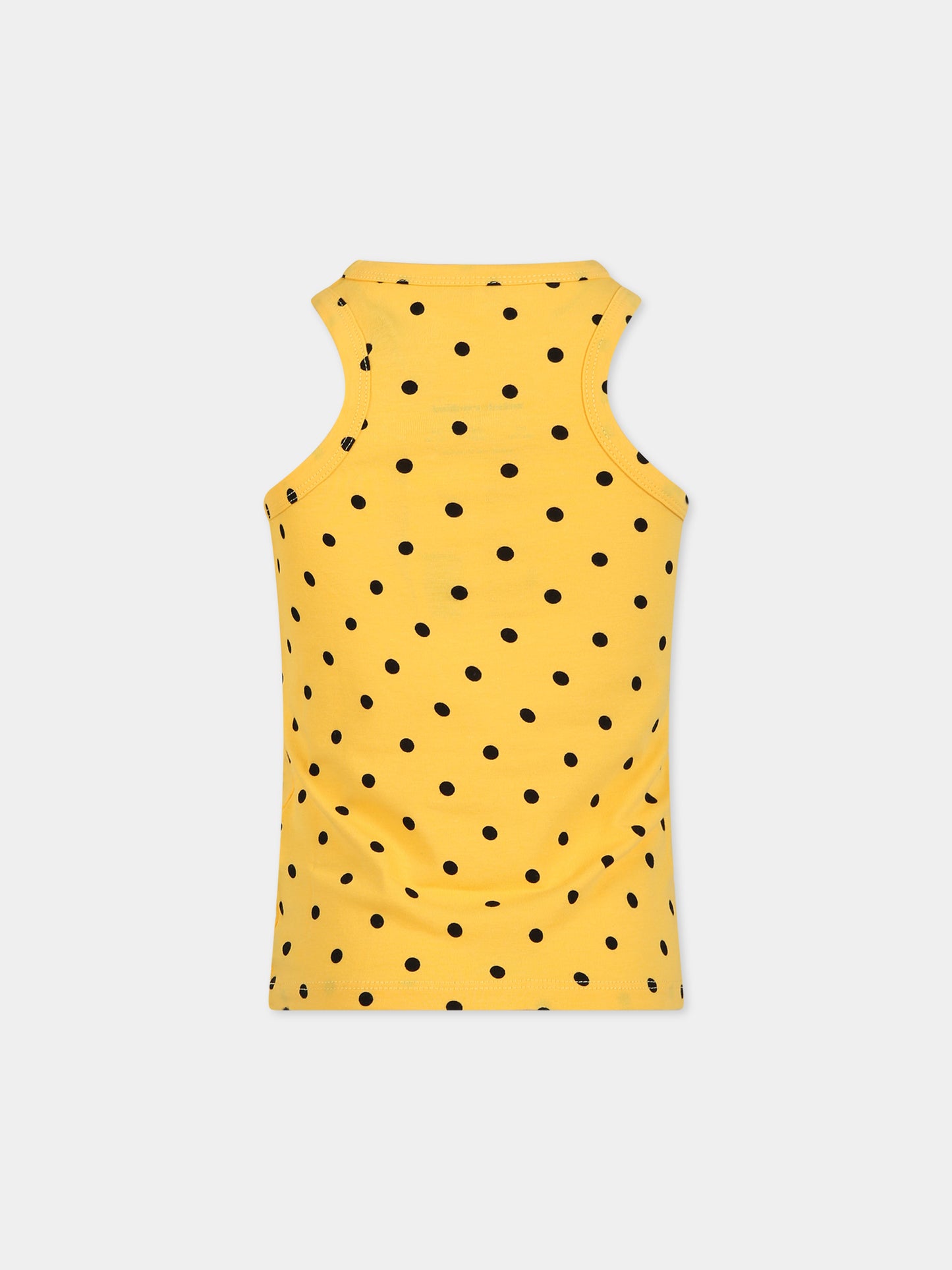 Canotta gialla per bambina con pois neri,Mini Rodini,2322012923