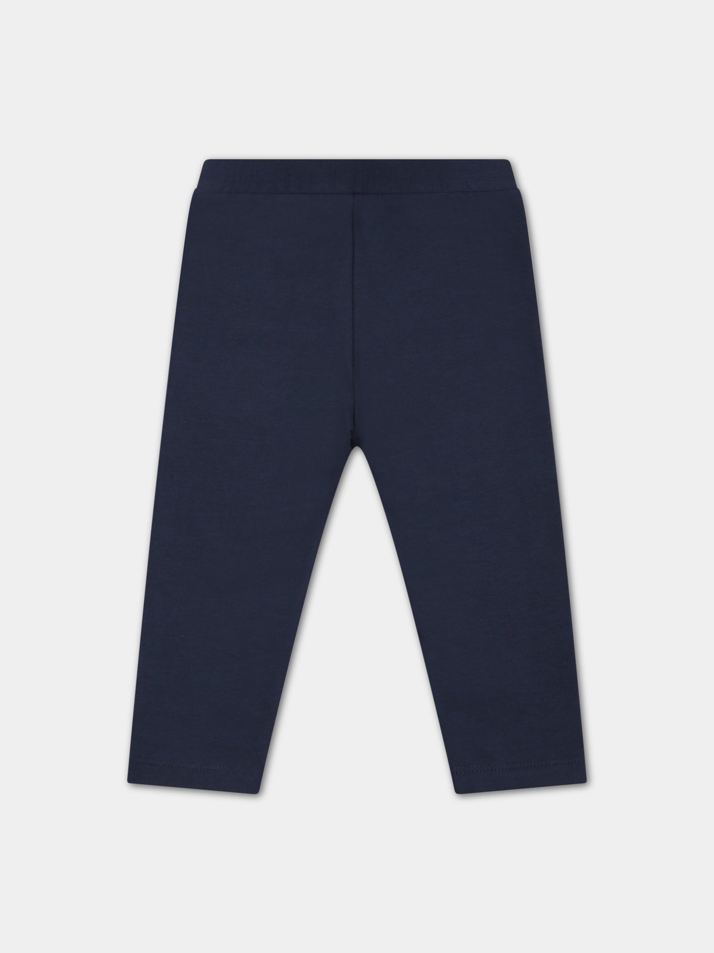 Leggings blu per neonato con patch logato,Moncler Kids,951 8H00004 8790N 744
