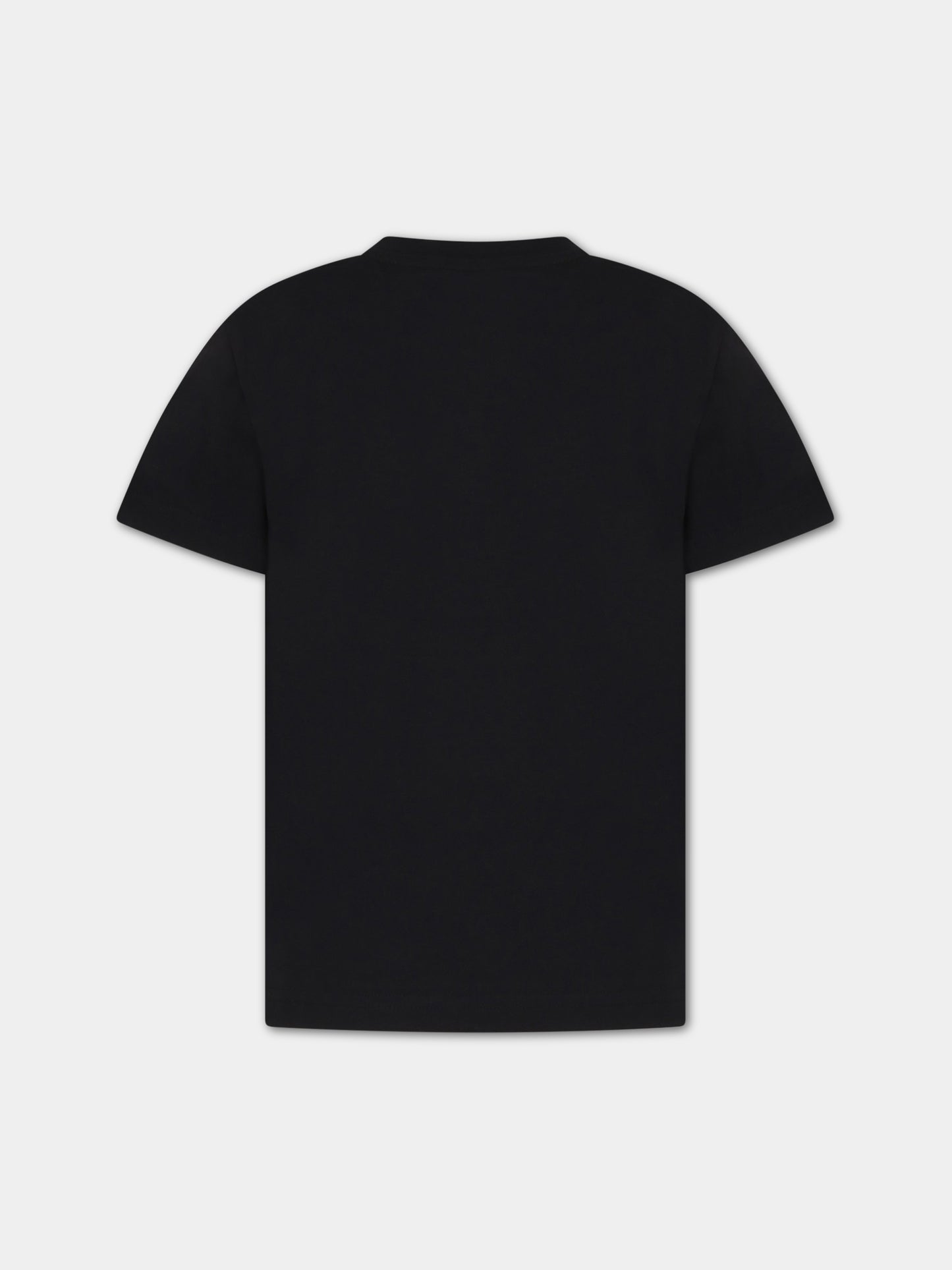 T-shirt nera per bambino con patch logato,Moncler Kids,954 8C00033 83907 999