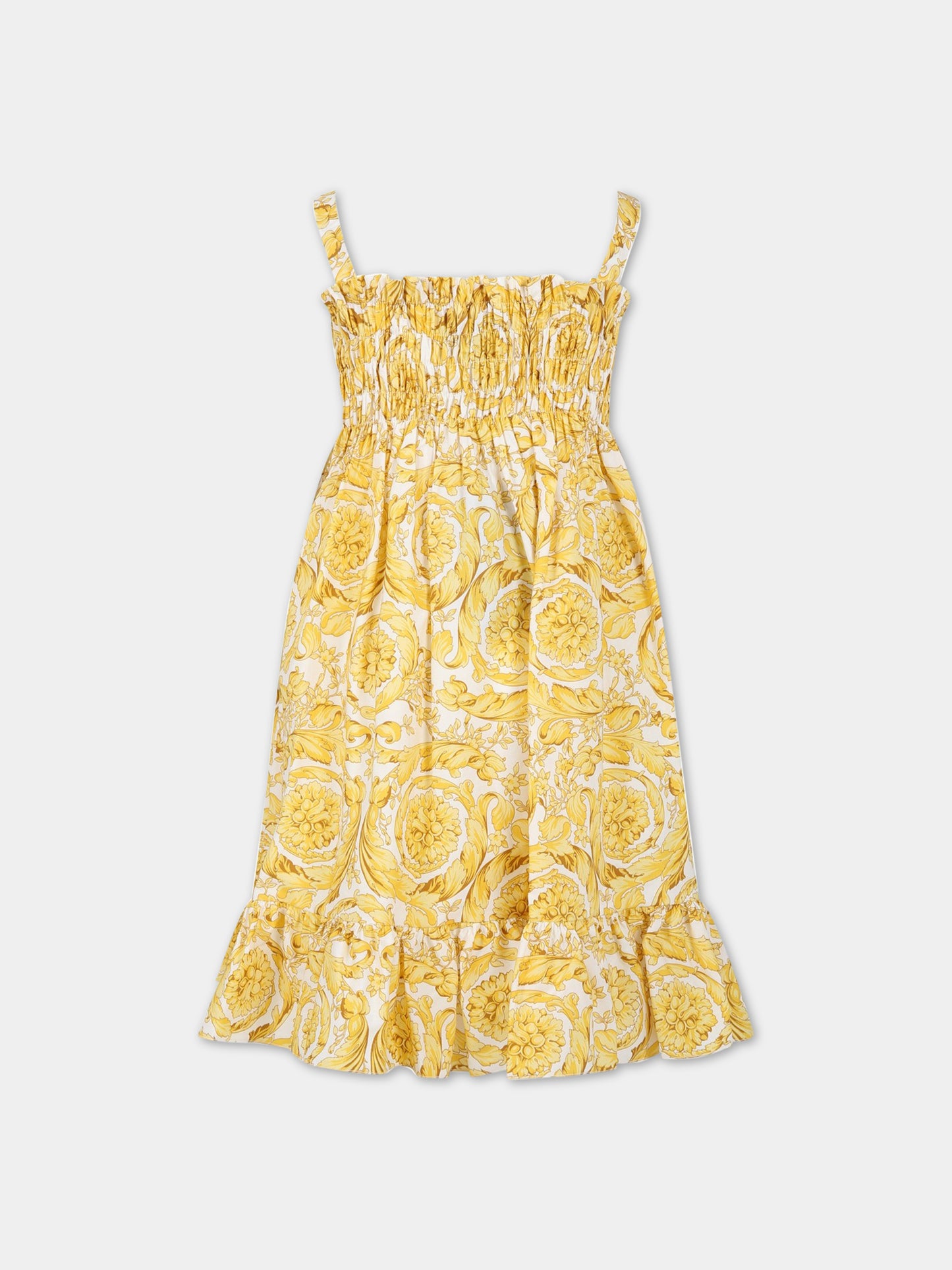 Vestito bianco per bambina con pattern Barocco,Versace,1000186 1A02460 5W050