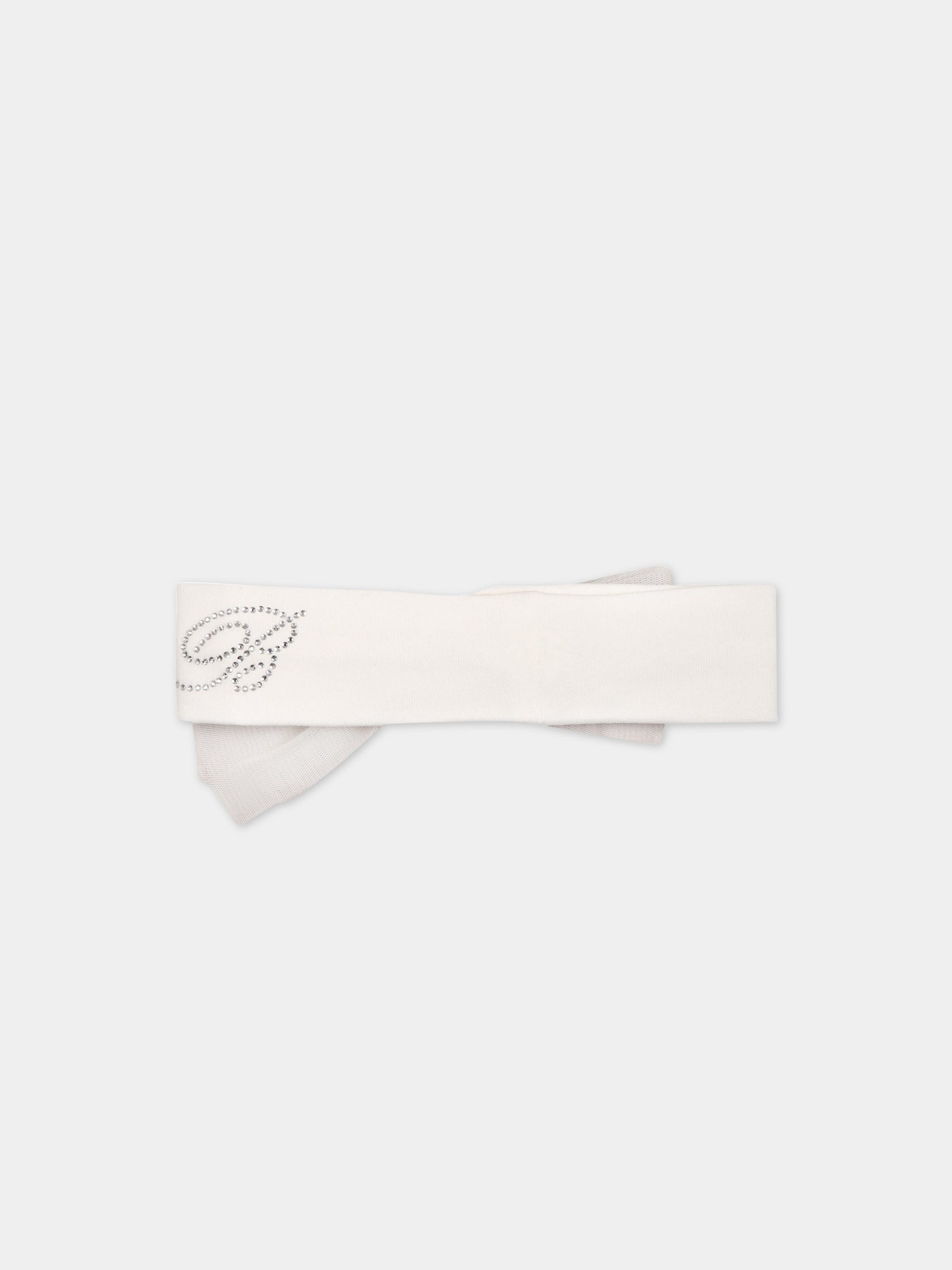 Cerchietto bianco per neonata con logo,Blumarine Baby,IA3124J6050 10602