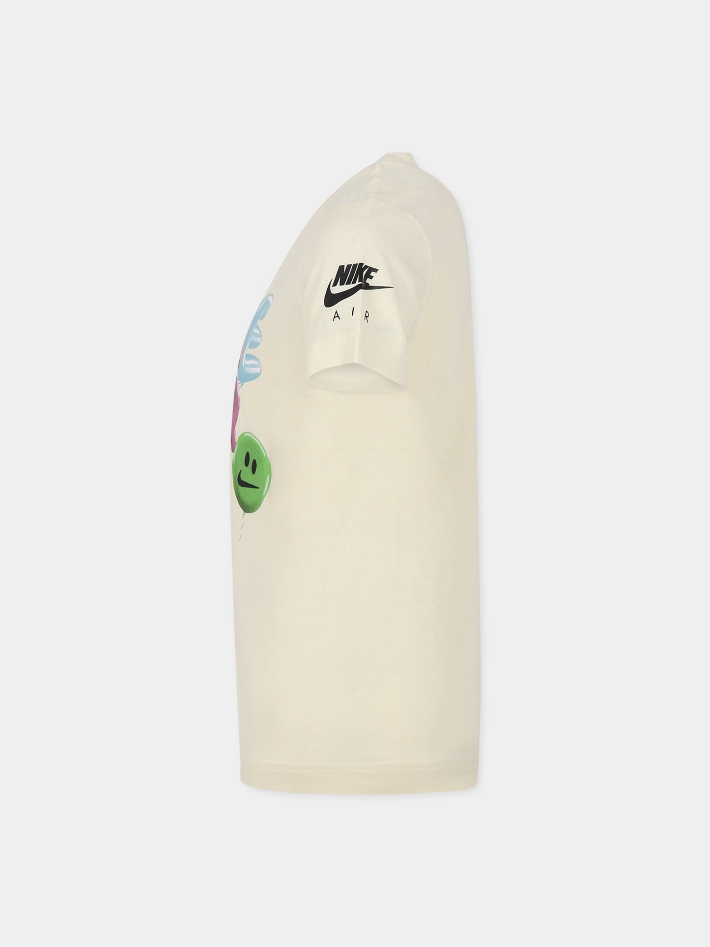 T-shirt avorio per bambino con logo e stampa,Nike,86K947 W3Z