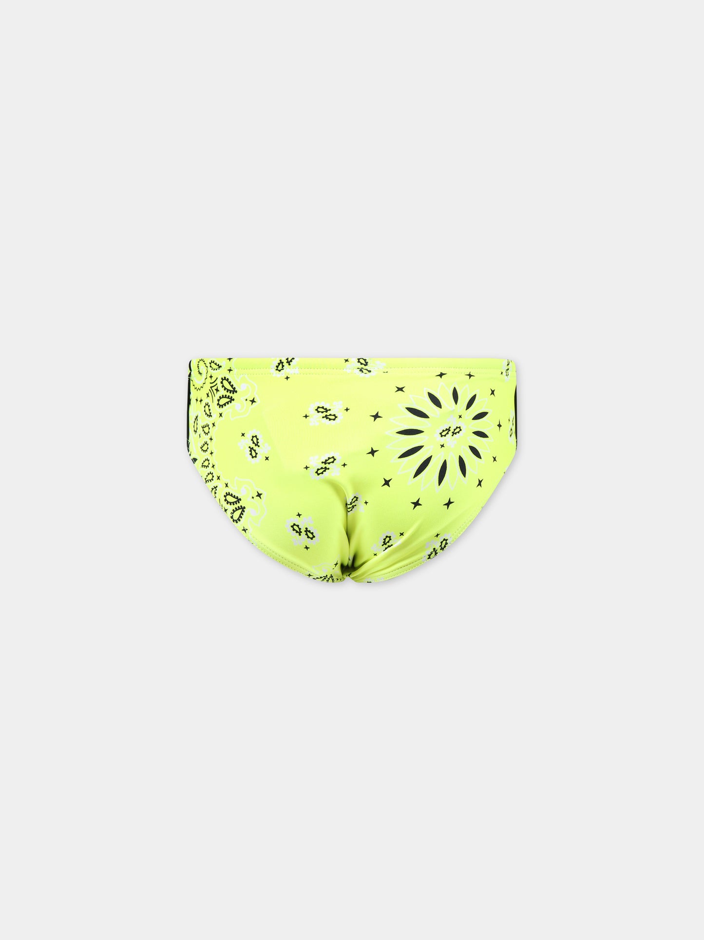 Slip-mare giallo per bambino con stampa bandana e logo,Mc2 Saint Barth,BILLY BANDANNA ROUND 9401