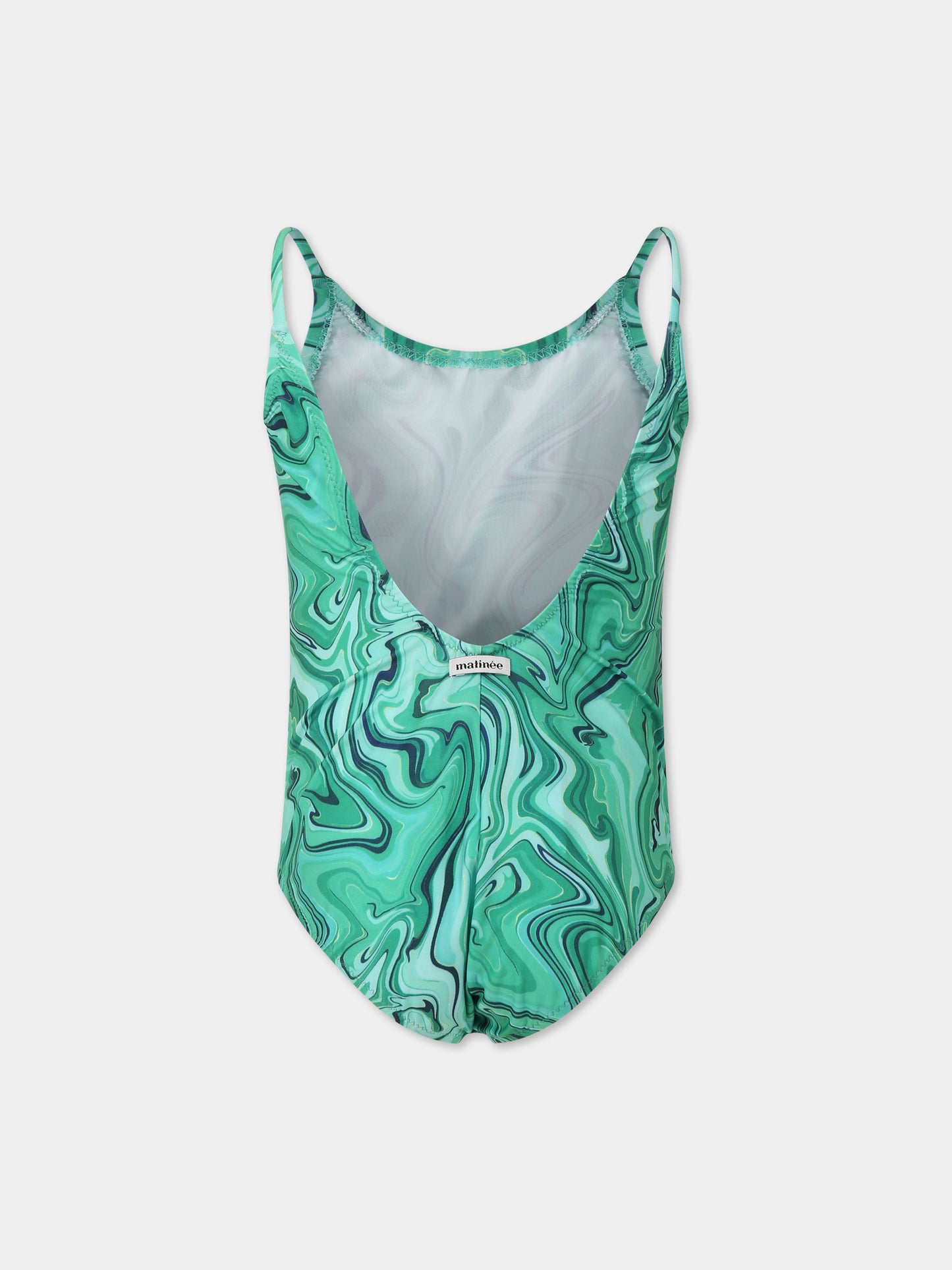 Costume verde per bambina con stampa Malakite,Matineè,CC4003 PETITE GISELE MALAKITE VERDE