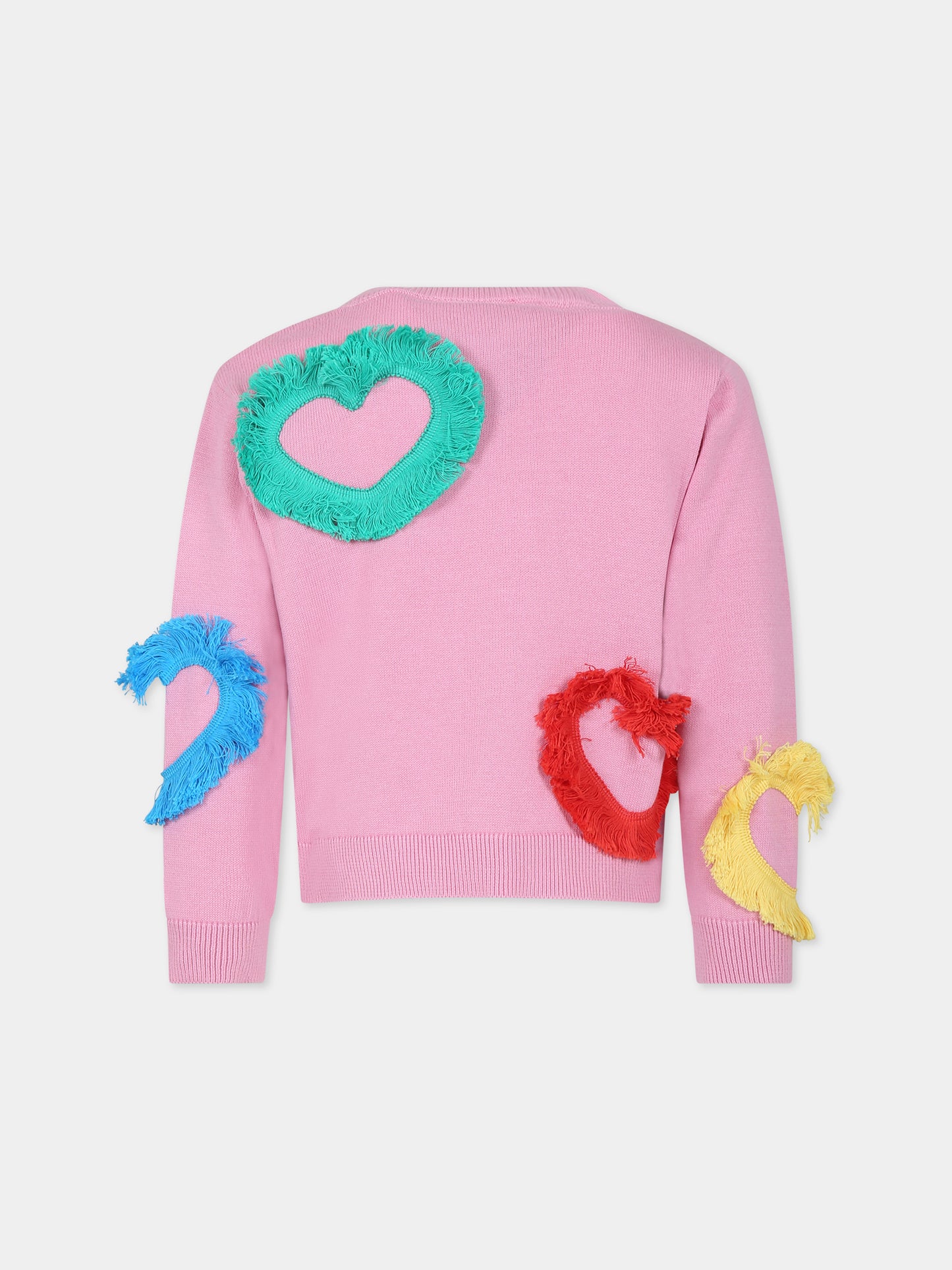 Maglione rosa per bambina con cuori,Stella Mccartney Kids,TT9B70 Z1562 547