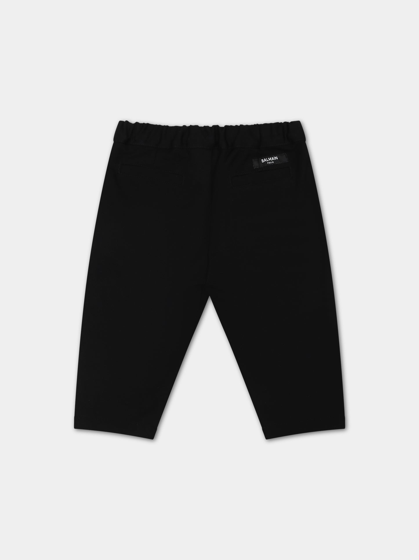 Pantaloni neri per neonato con logo,Balmain Kids,BT6610 J0035 930