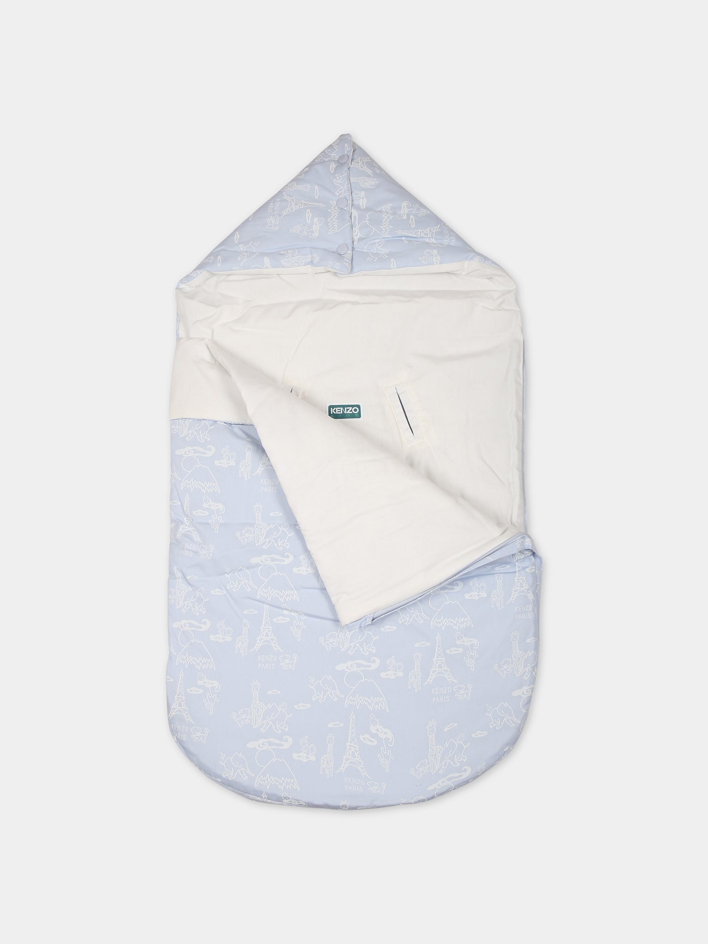 Sacco nanna celeste per neonato con logo,Kenzo Kids,K97059 771