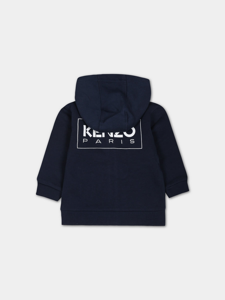 Felpa blu per neonato con logo,Kenzo Kids,K05495 84A