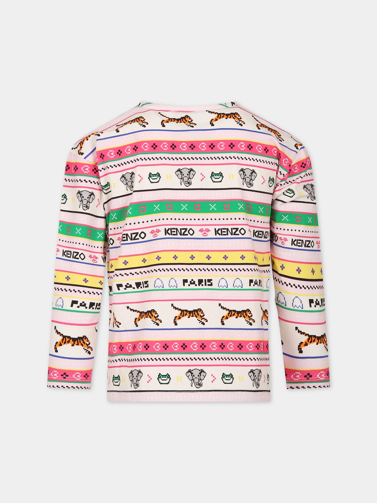 T-shirt bianca per bambina con logo,Kenzo Kids,K15717 121