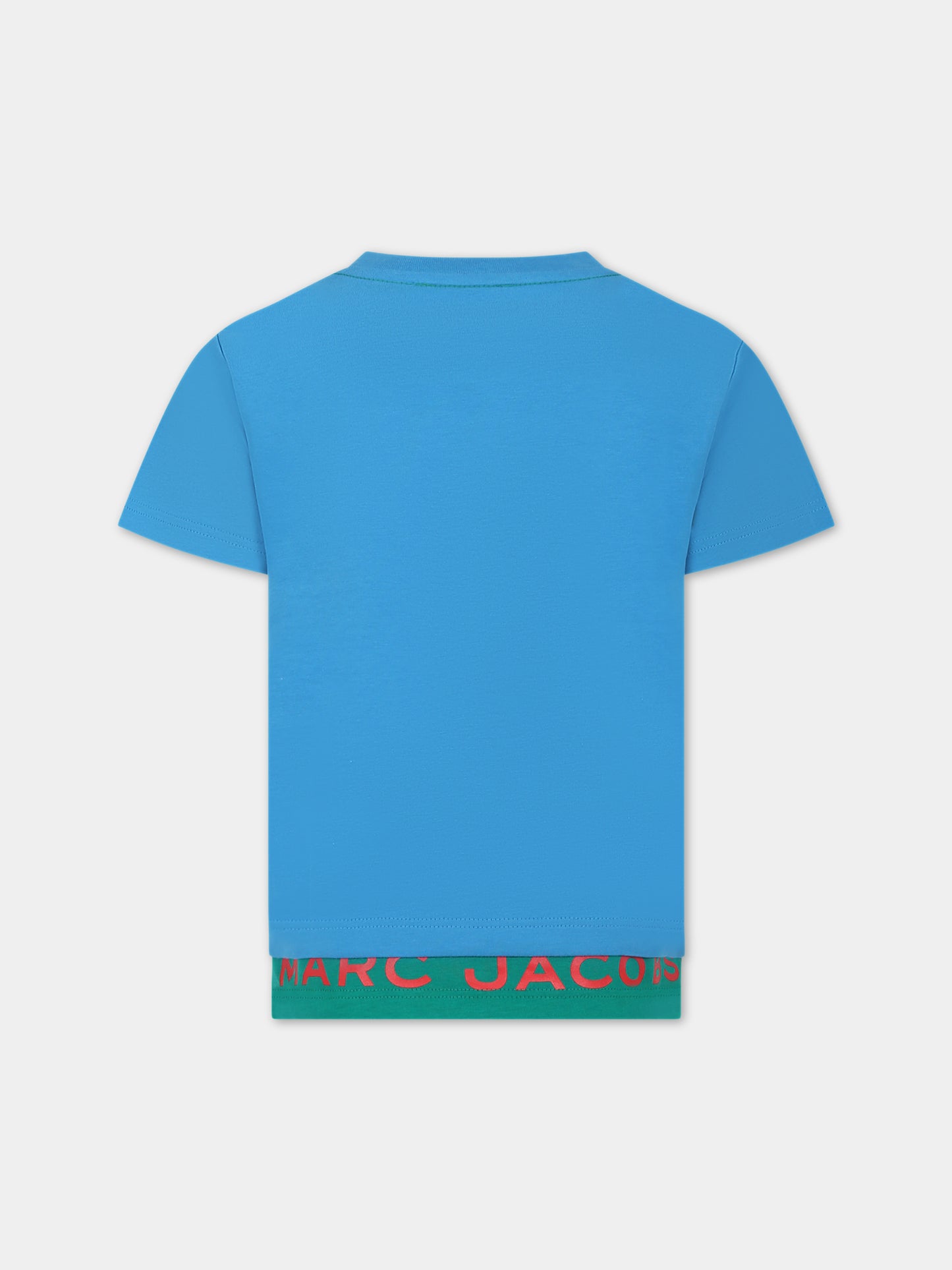 T-shirt azzurra per bambino con logo,Little Marc Jacobs,W25601 83E