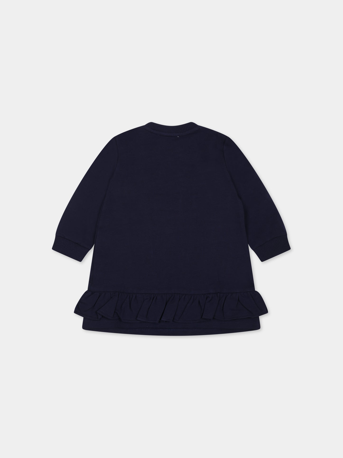 Vestito blu per neonata con Teddy Bear e stampa,Moschino Kids,MDV0AO LDA14 40016