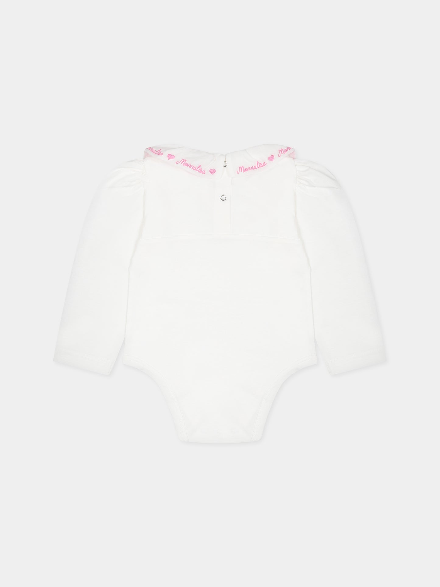 Body bianco per neonata con logo,Monnalisa,37B300 2000 0001