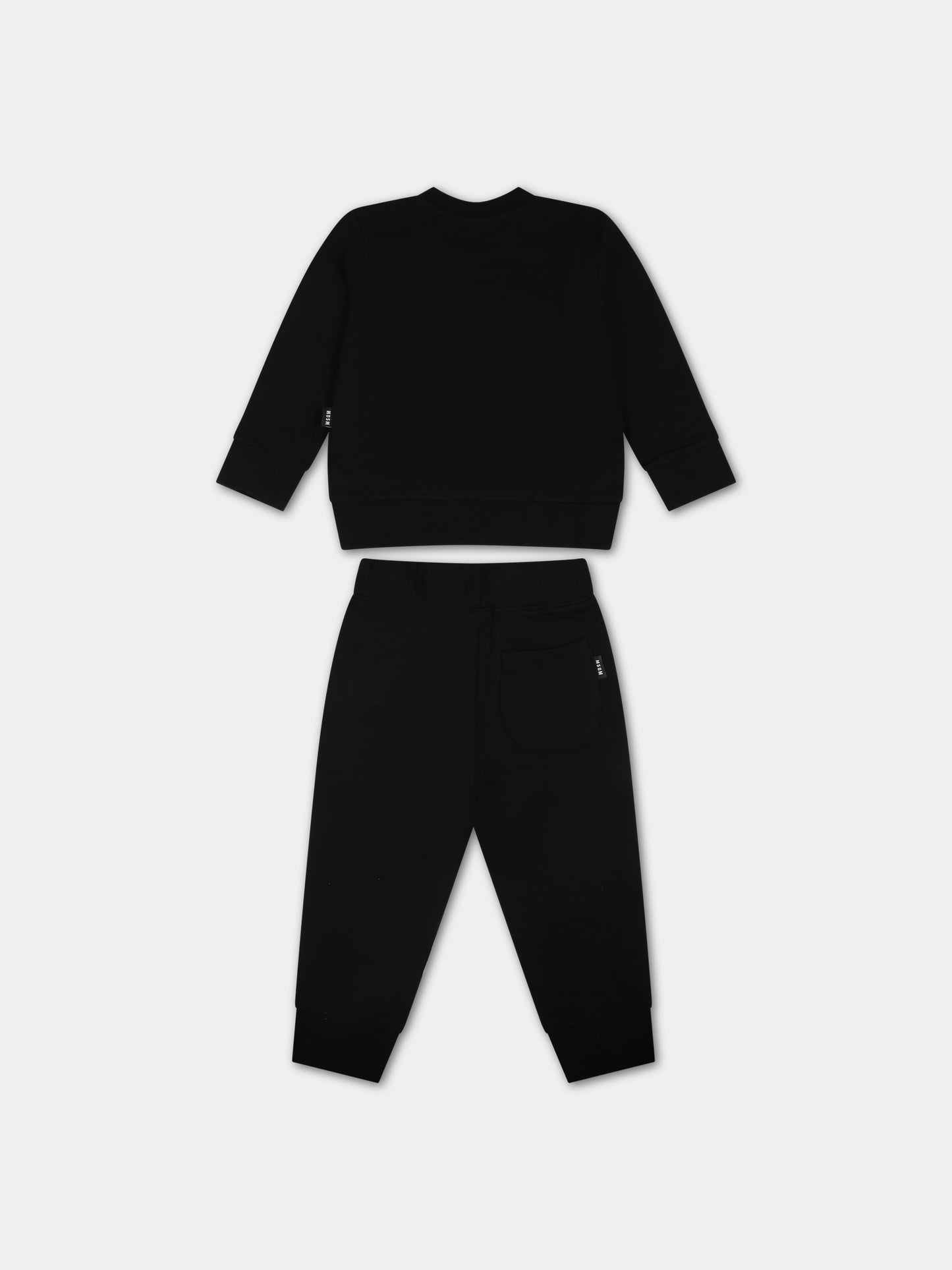 Completo nero per neonata con logo,Msgm Kids,F3MSUNTP043 110/02