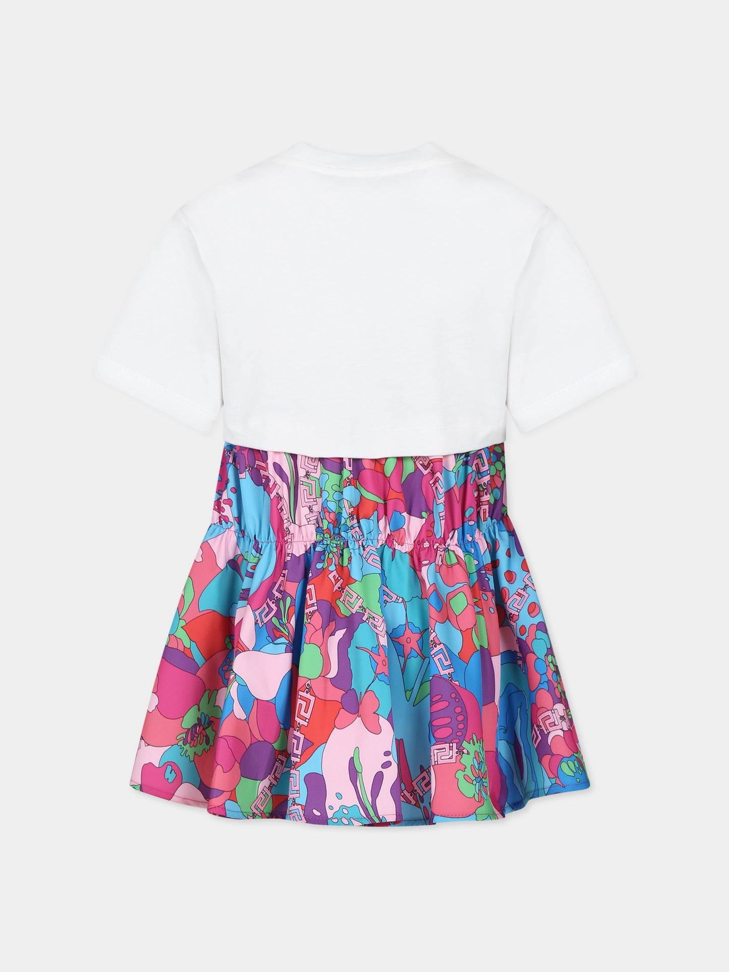 Vestito bianco per bambina con logo e stampa,Versace,1007737 1A08417 6W640