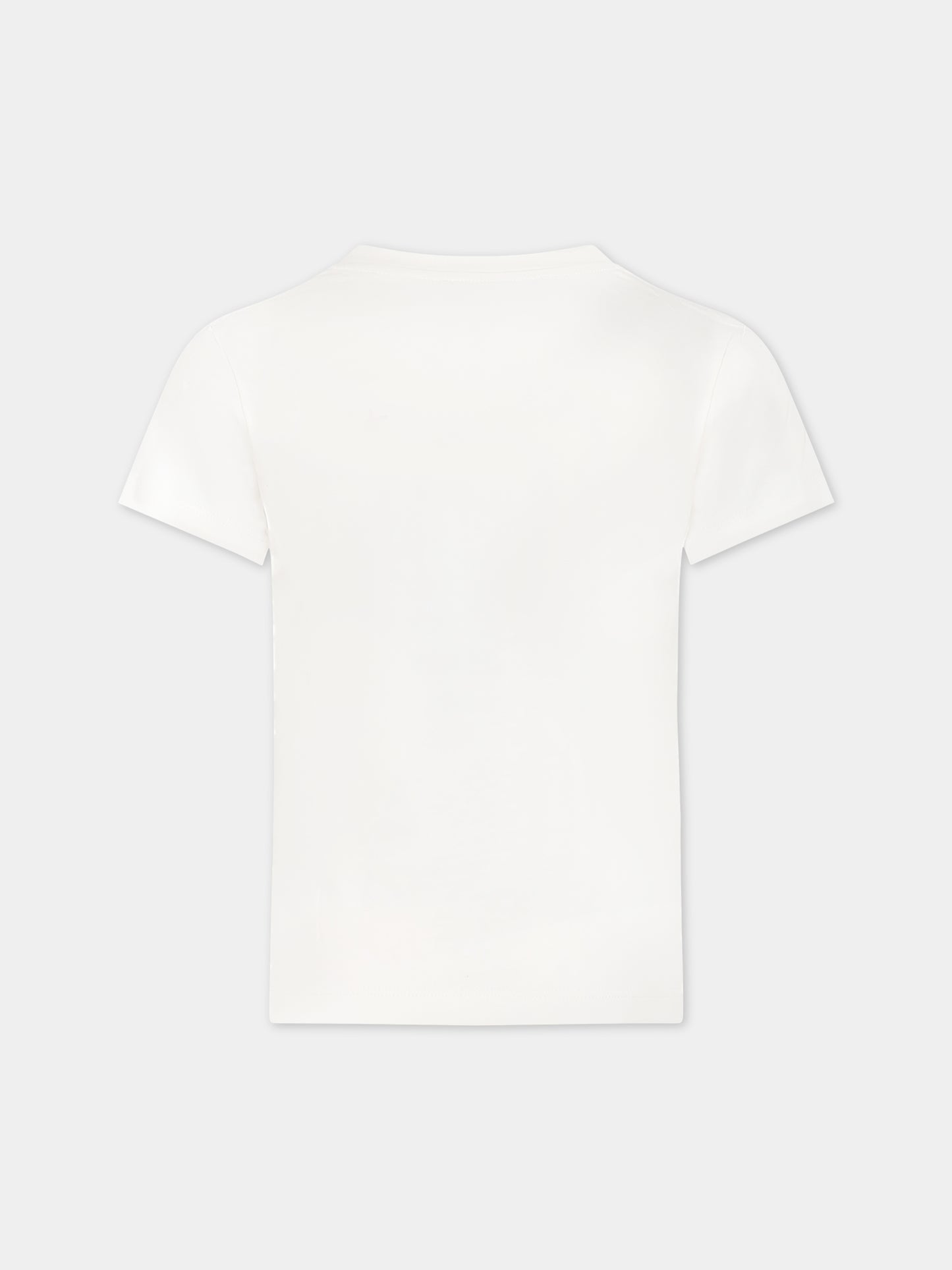 T-shirt bianca per bambina con stelle e logo,Versace,1000052 1A07217 2W070