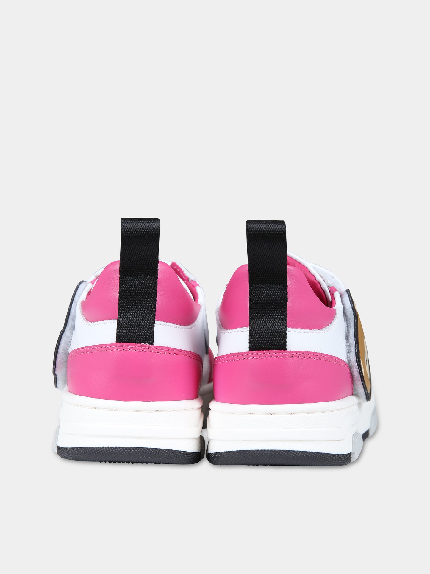 Sneakers fucsia per bambina con Teddy Bear e logo,Moschino Kids,76016 75898 3