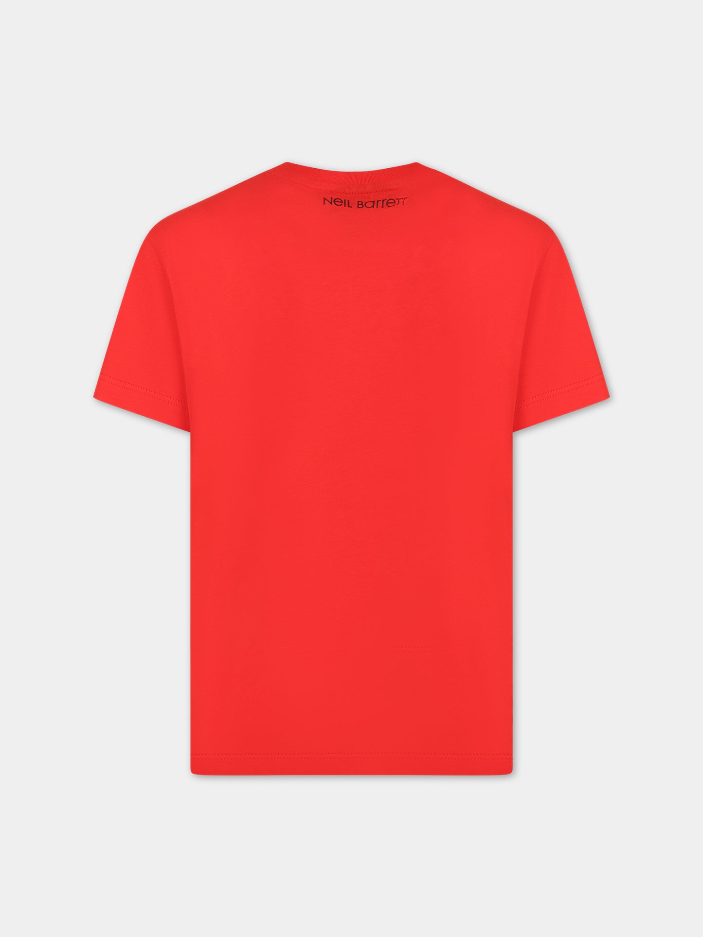 T-shirt rossa per bambino con logo e iconiche saette,Neil Barrett Kids,033579 040