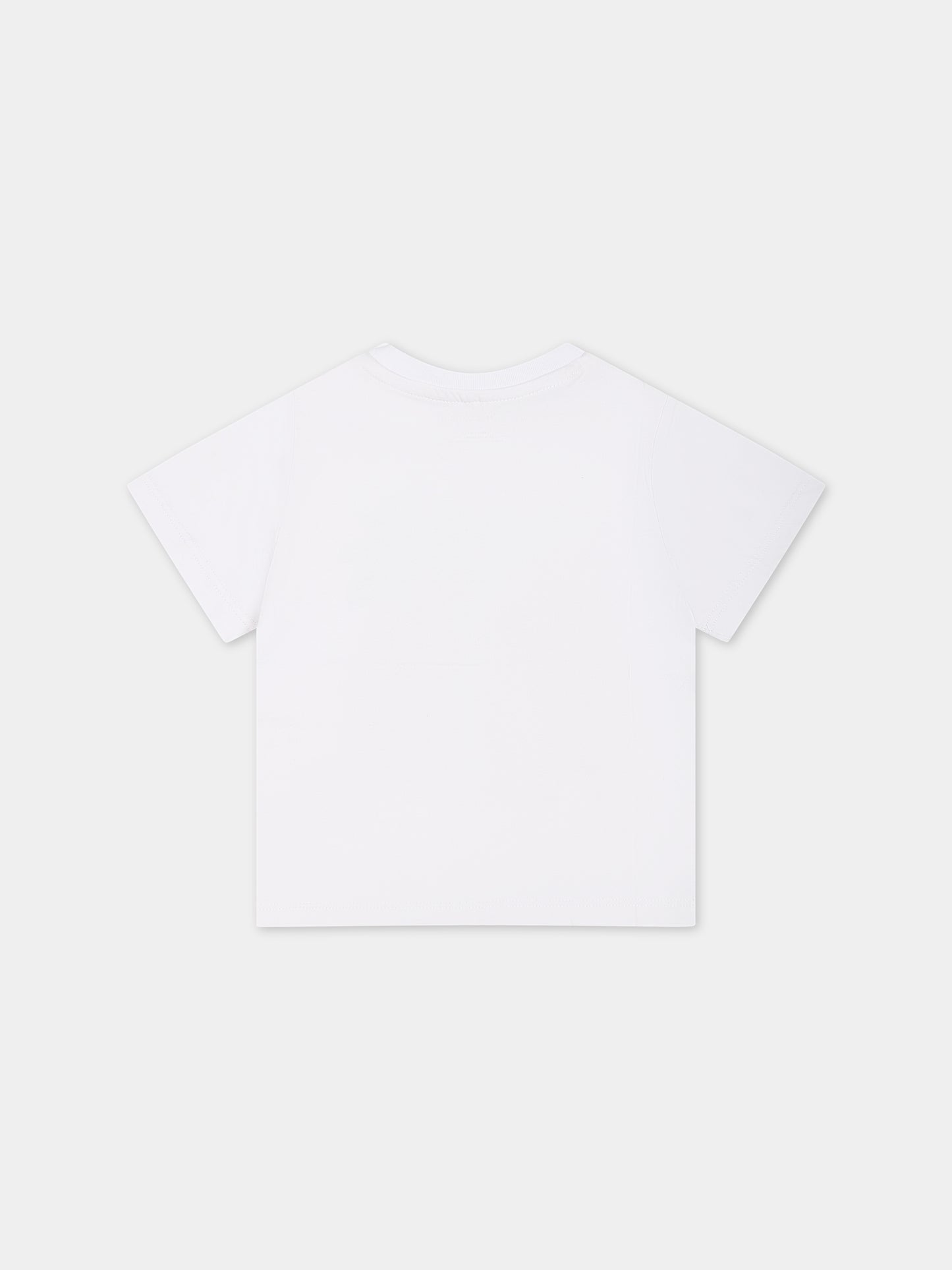 T-shirt bianca per neonato con geco e logo,Stella Mccartney Kids,TS8541 Z0434 100