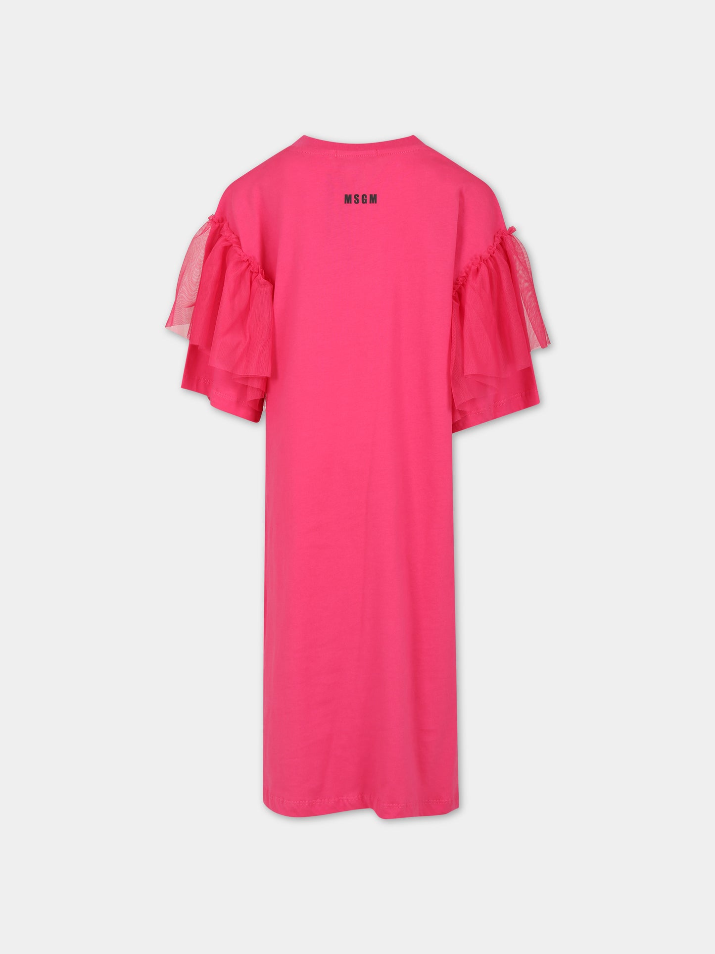 Vestito fucsia per bambina con logo,Msgm Kids,MS029442 044