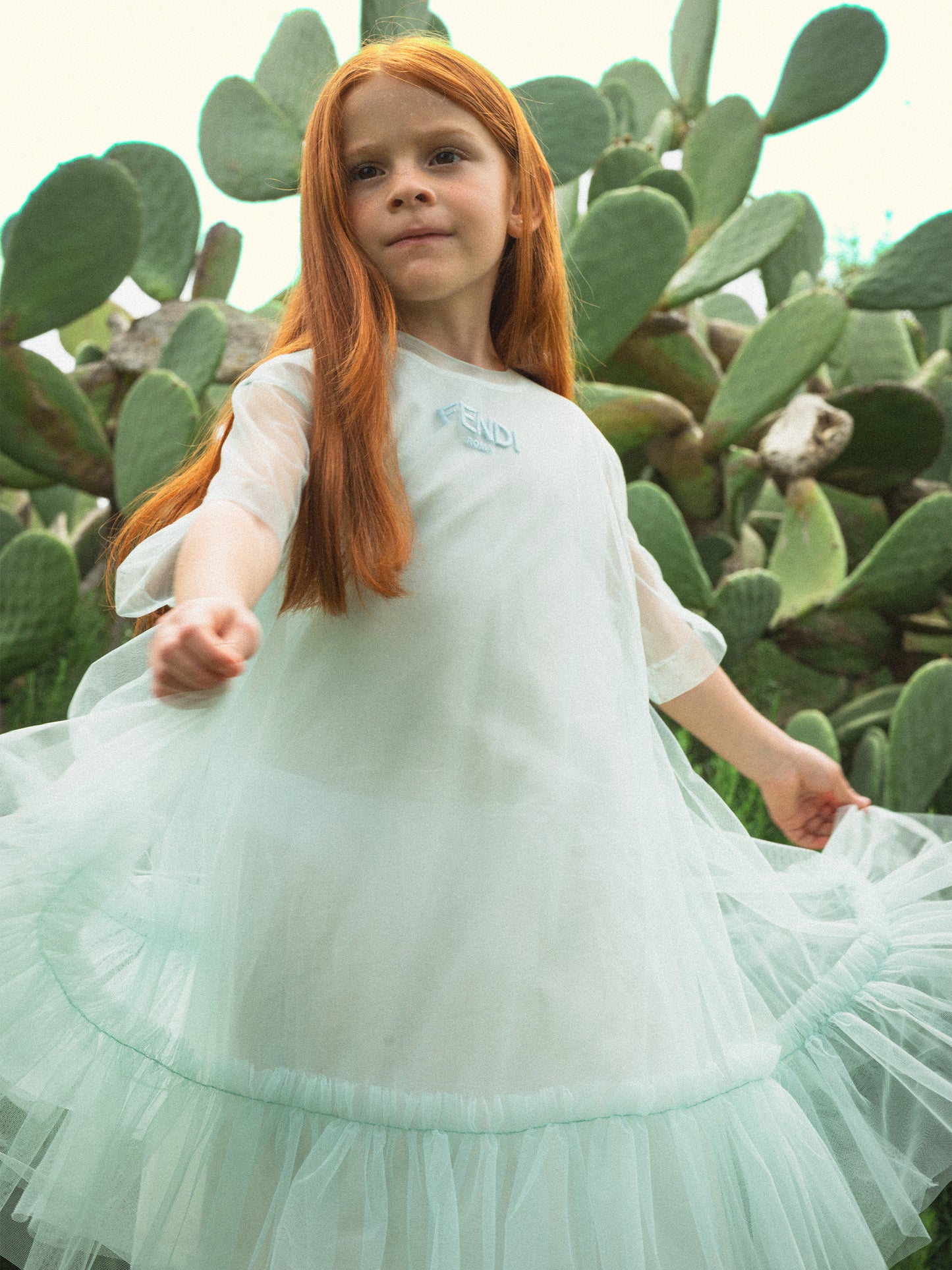 Vestito verde per bambina con logo