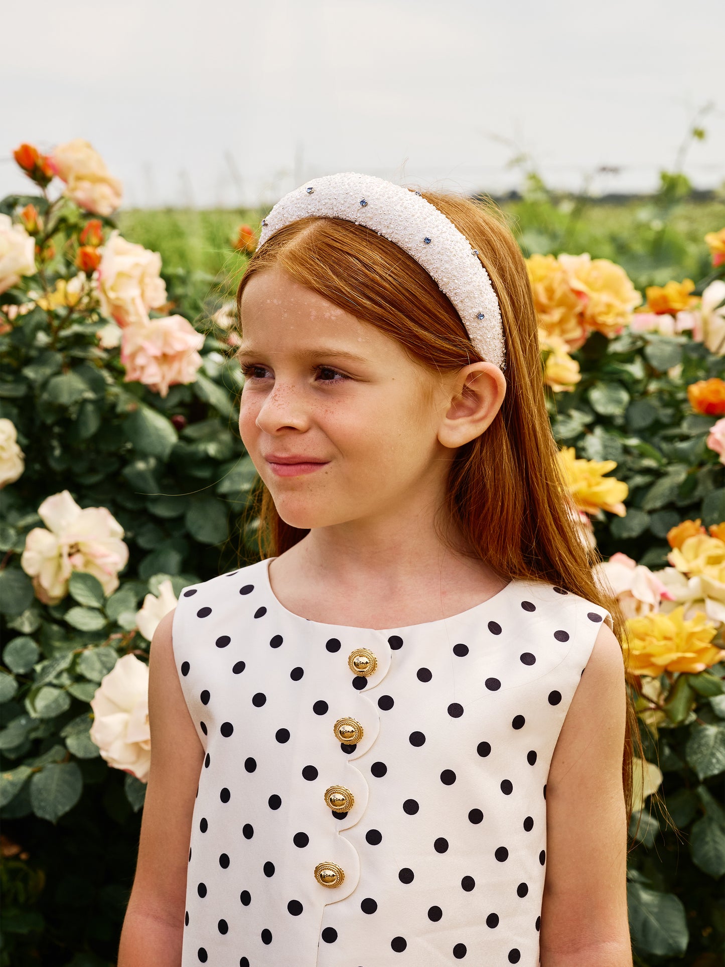 Vestito avorio per bambina con pois