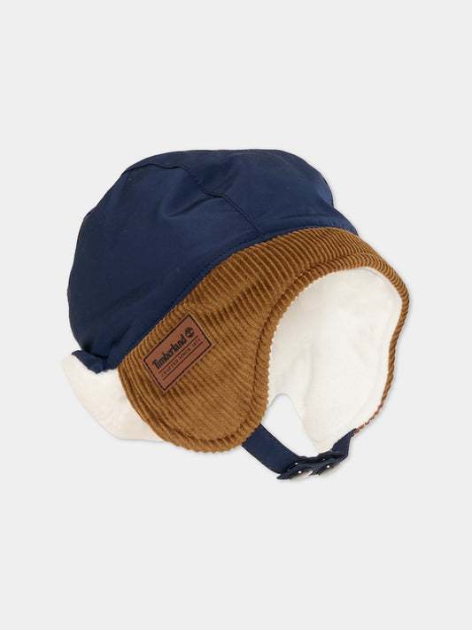 Cappello blu con paraorecchie per neonato
