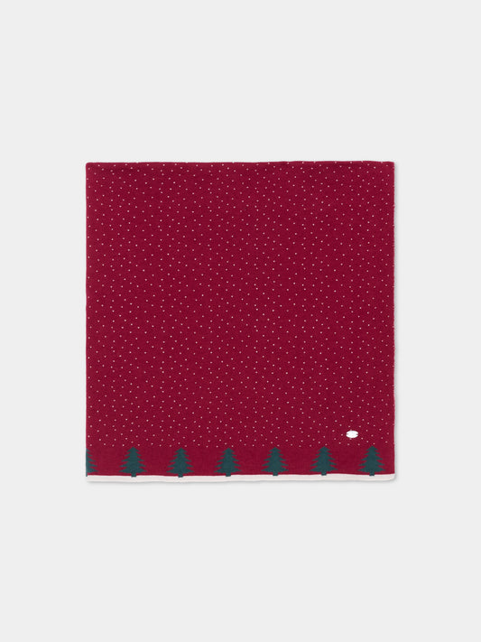 Coperta bordeaux per neonati in maglia