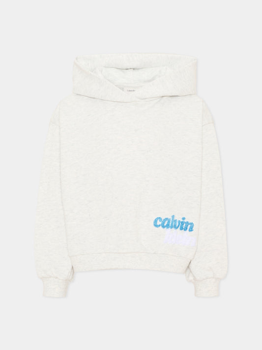 Felpa con cappuccio grigia per bambino con logo