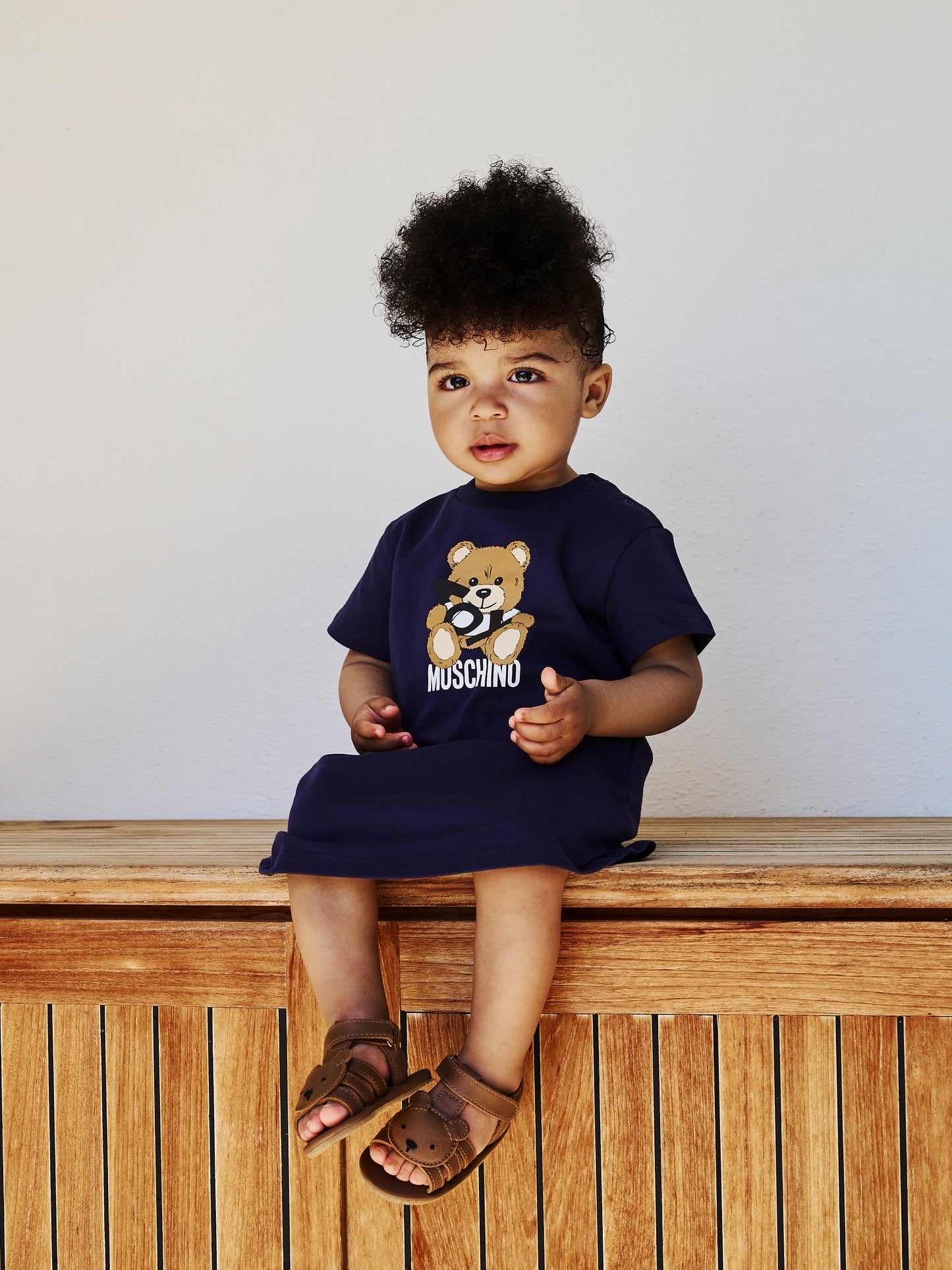 Vestito blu per neonata con Teddy Bear