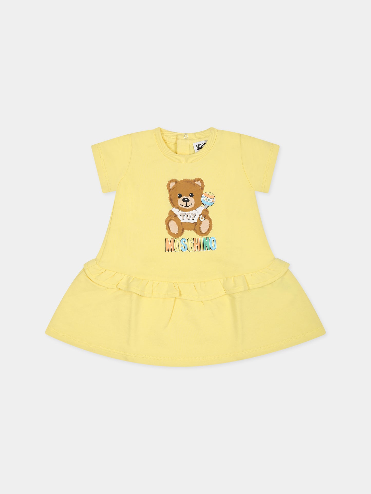 Vestito giallo per neonata con Teddy Bear e logo