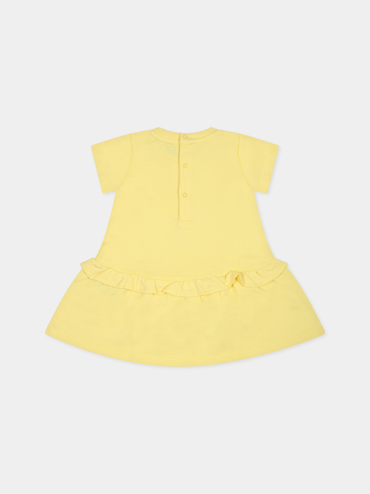 Vestito giallo per neonata con Teddy Bear e logo