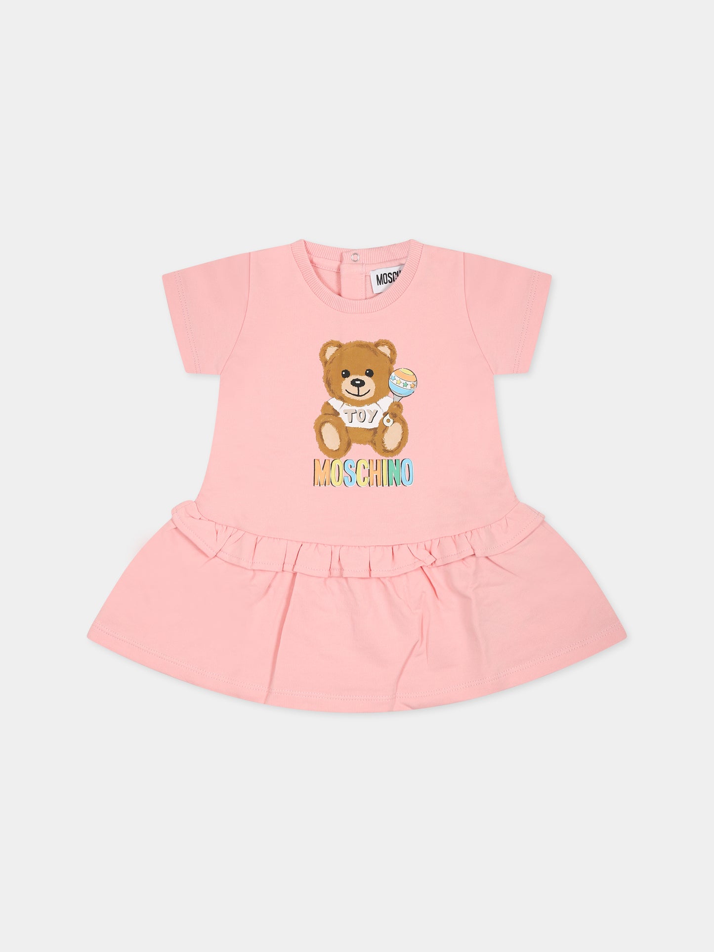 Vestito rosa per neonata con Teddy Bear e logo