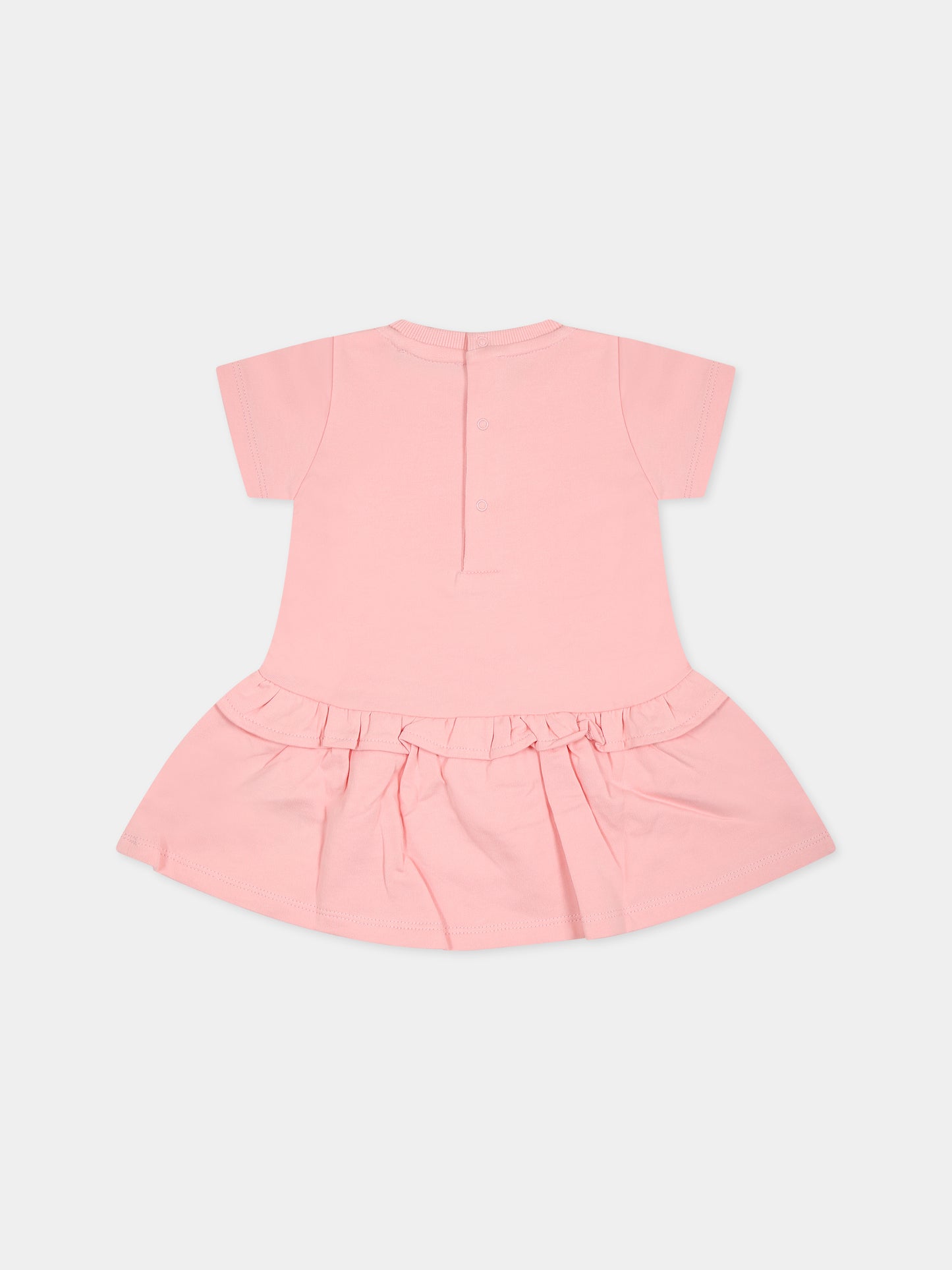 Vestito rosa per neonata con Teddy Bear e logo