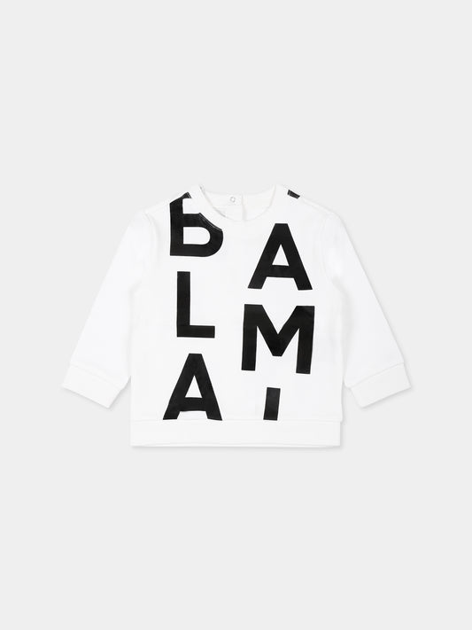 Felpa bianca per neonati con logo