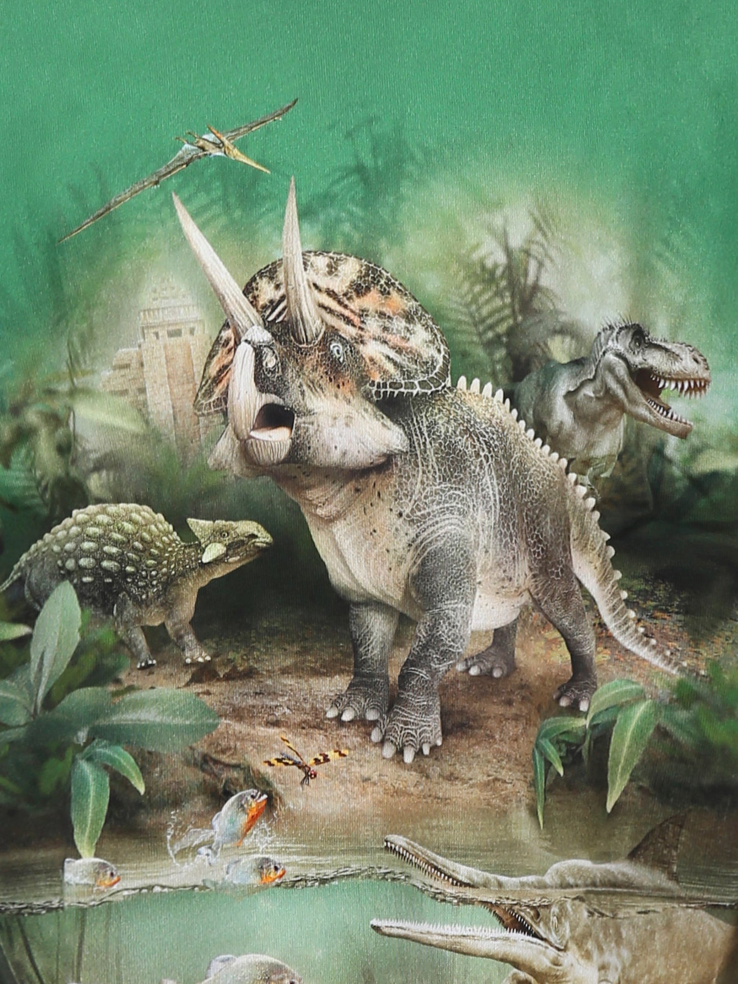 T-shirt Riley verde per bambino con giaguaro