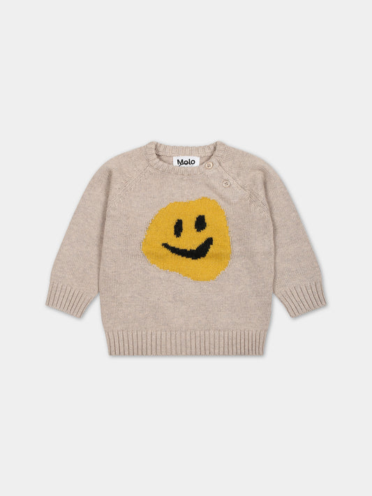 Maglione avorio per neonati con smile