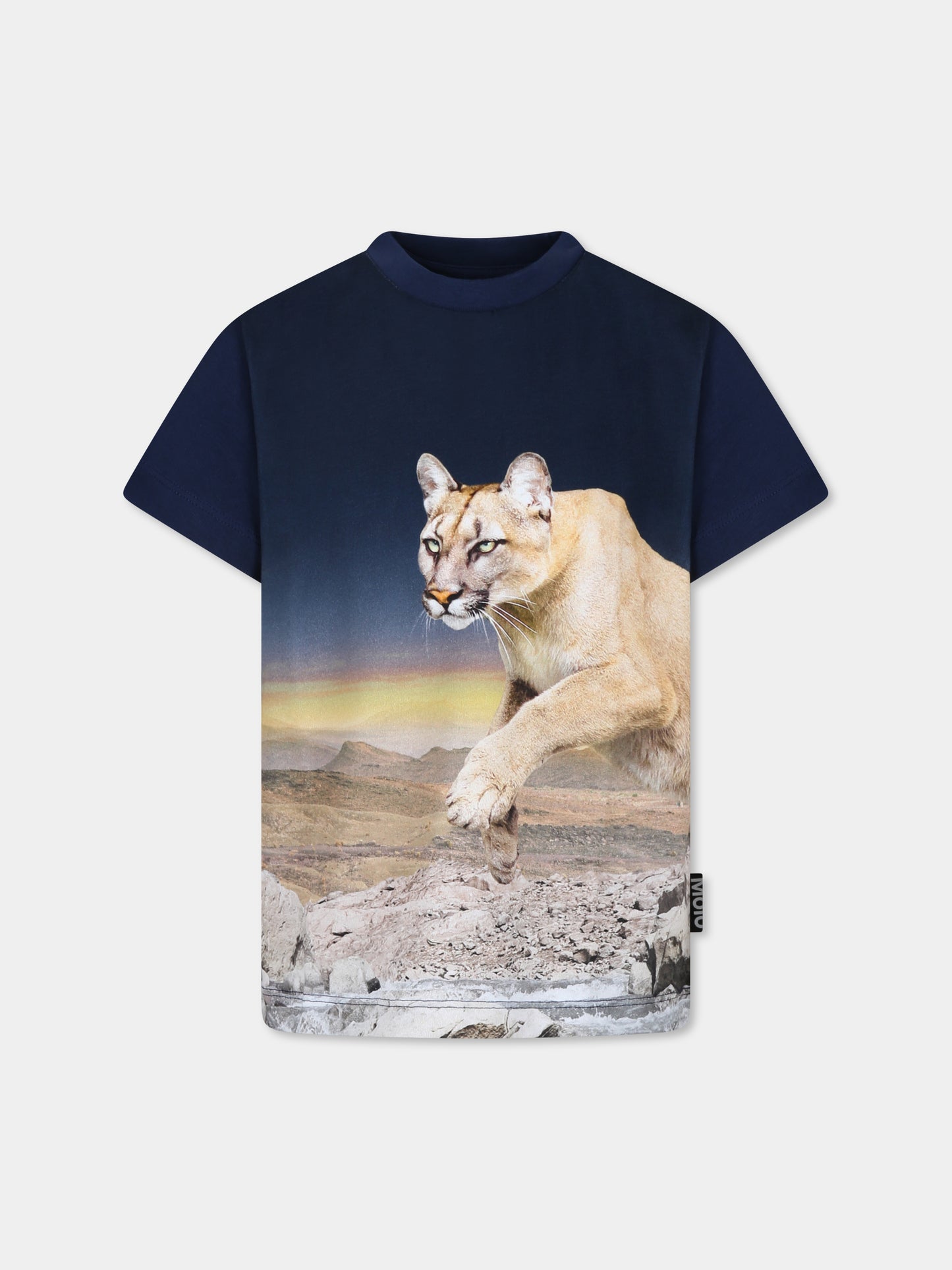 T-shirt blu per bambino con stampa puma