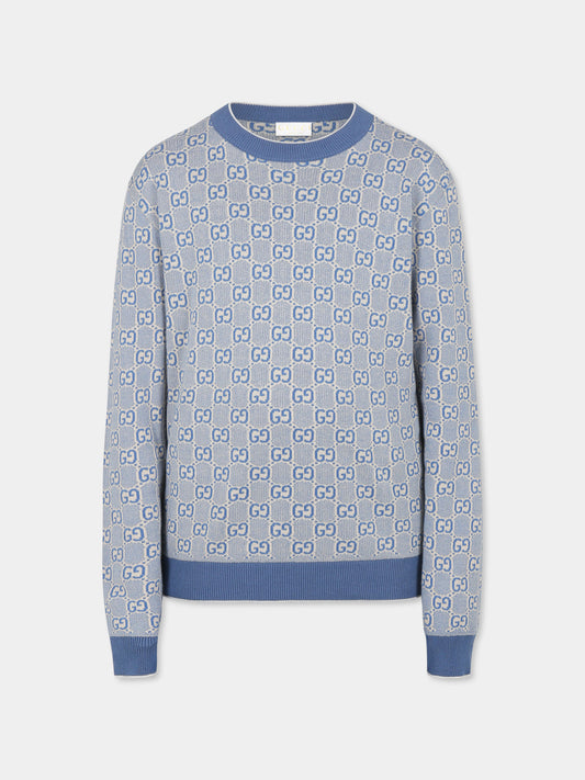 Maglione blu per bambino con logo GG