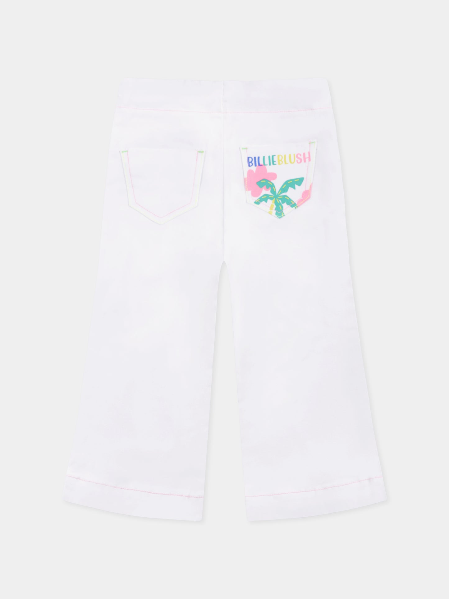 Pantaloni bianchi per bambina con logo